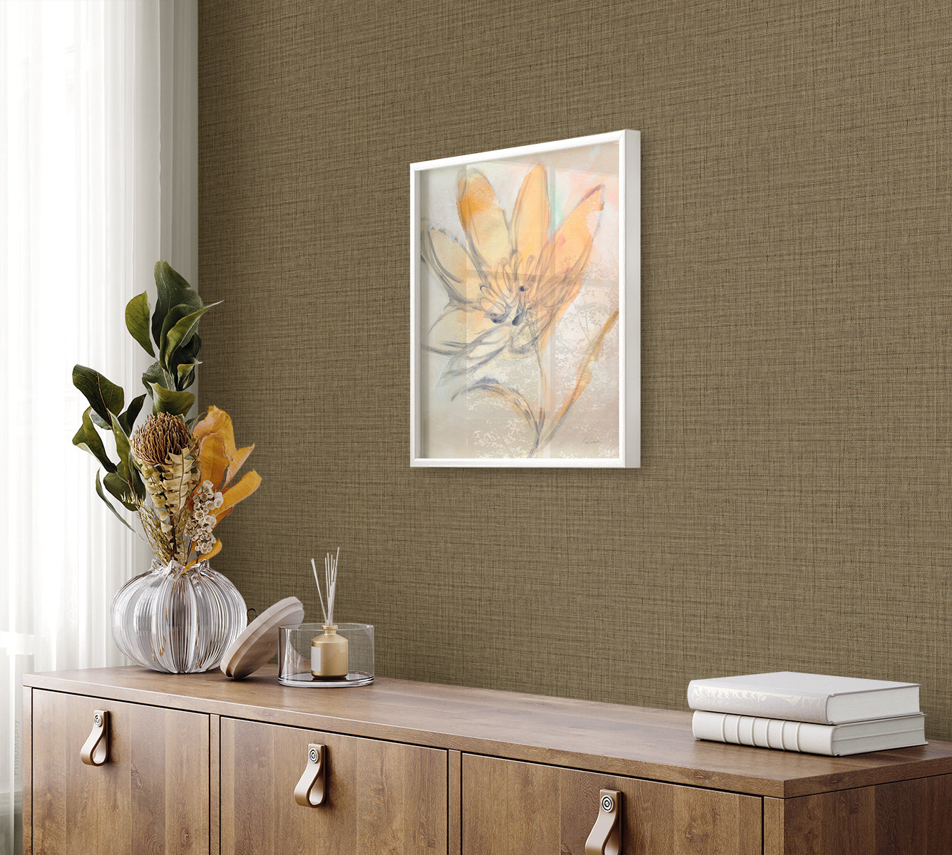 Harvest Twine wallpaper in mocha color - pattern number RA40108 - by Seabrook in the Raffia collection