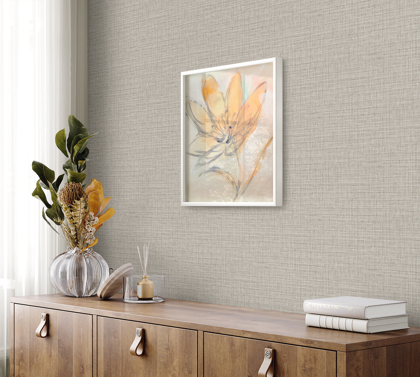 Harvest Twine wallpaper in fog color - pattern number RA40132 - by Seabrook in the Raffia collection
