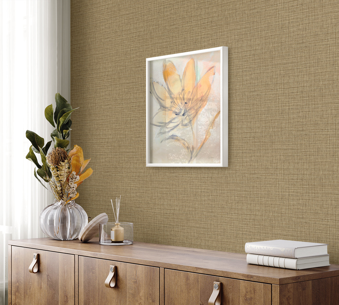 Harvest Twine wallpaper in brown color - pattern number RA40134 - by Seabrook in the Raffia collection