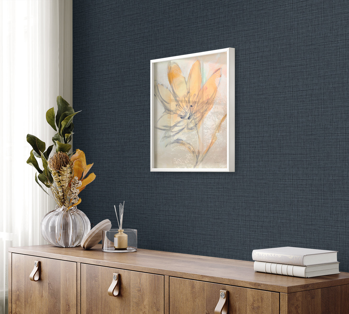 Harvest Twine wallpaper in ocean blue color - pattern number RA40136 - by Seabrook in the Raffia collection