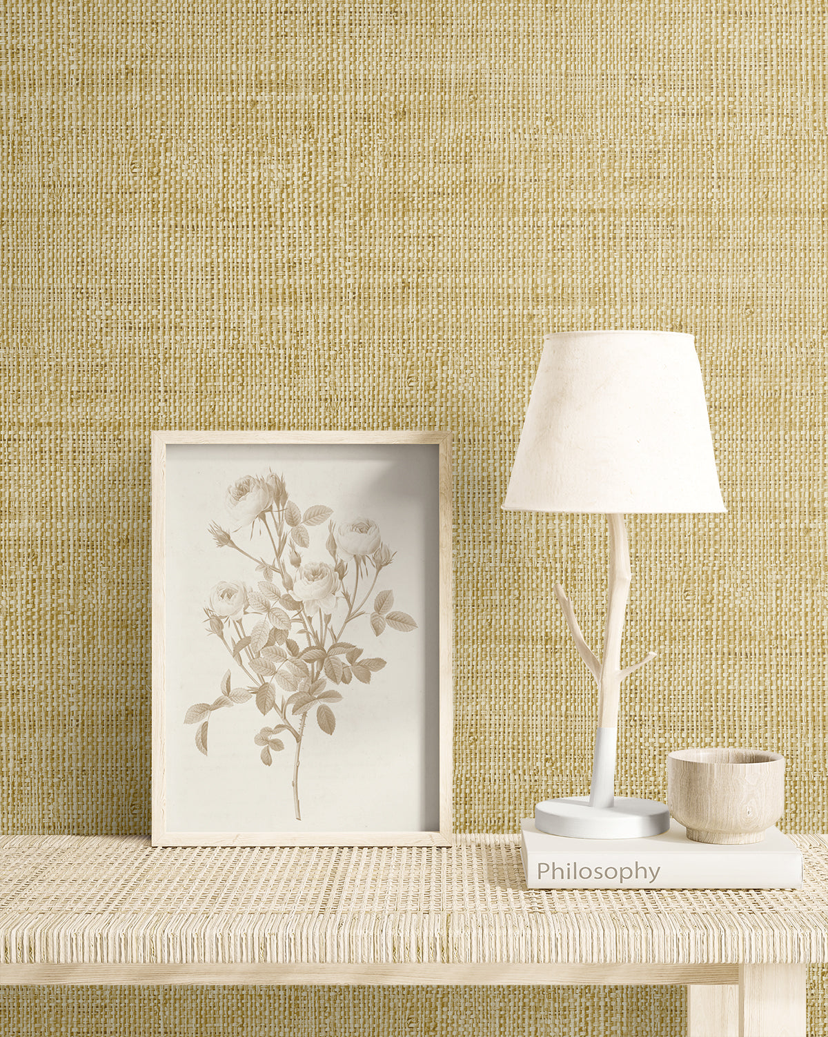 Wild Bind wallpaper in honey color - pattern number RA40314 - by Seabrook in the Raffia collection