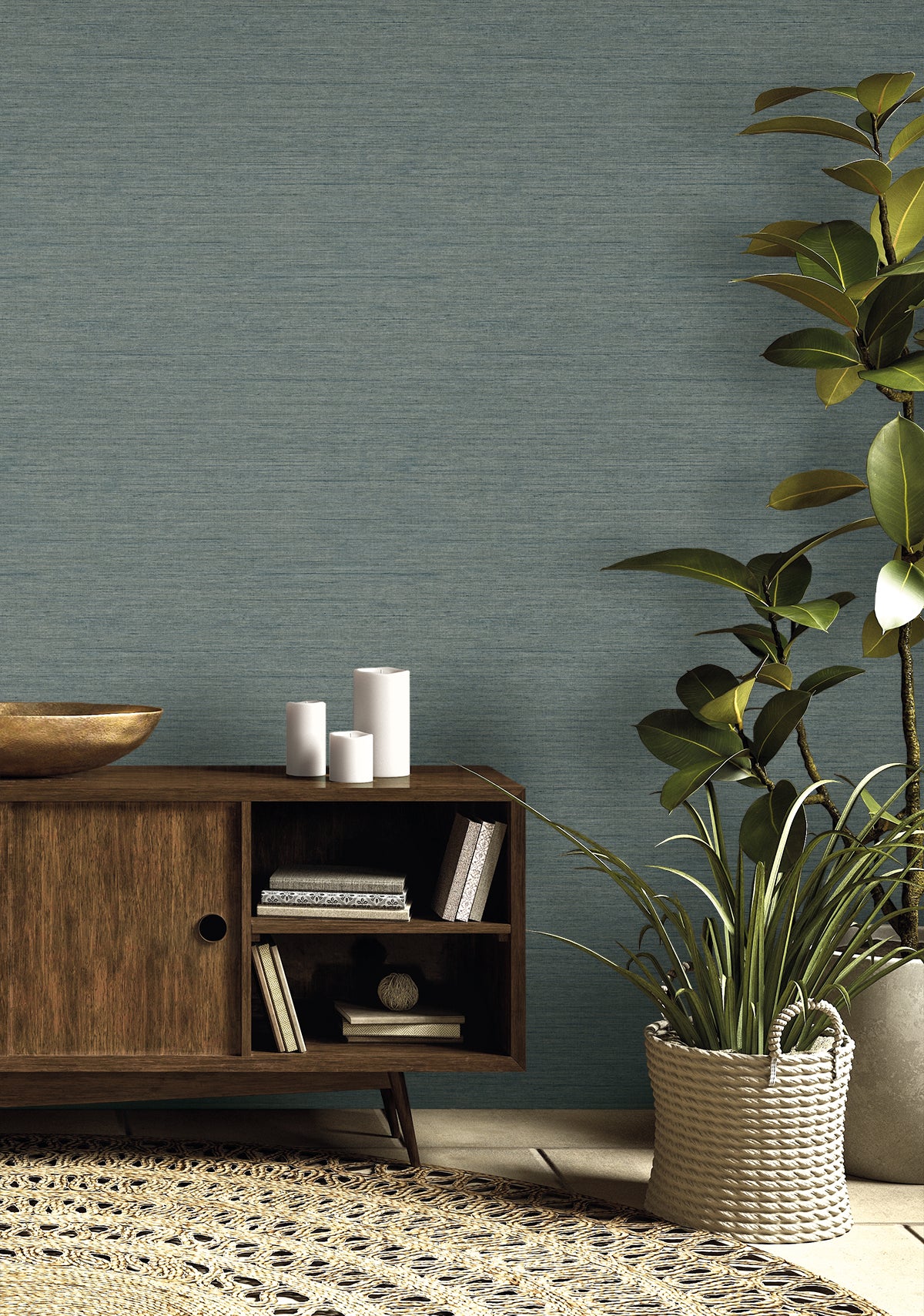 Threaded wallpaper in aerial blue color - pattern number RA40909 - by Seabrook in the Raffia collection