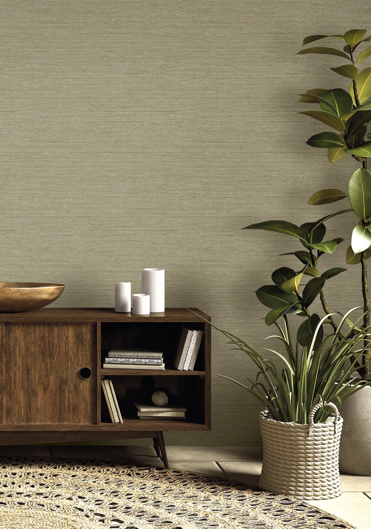 Threaded wallpaper in oyster color - pattern number RA40911 - by Seabrook in the Raffia collection