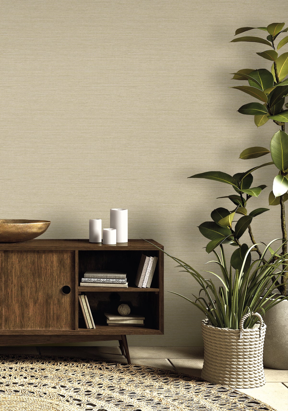 Threaded wallpaper in parchment color - pattern number RA40917 - by Seabrook in the Raffia collection