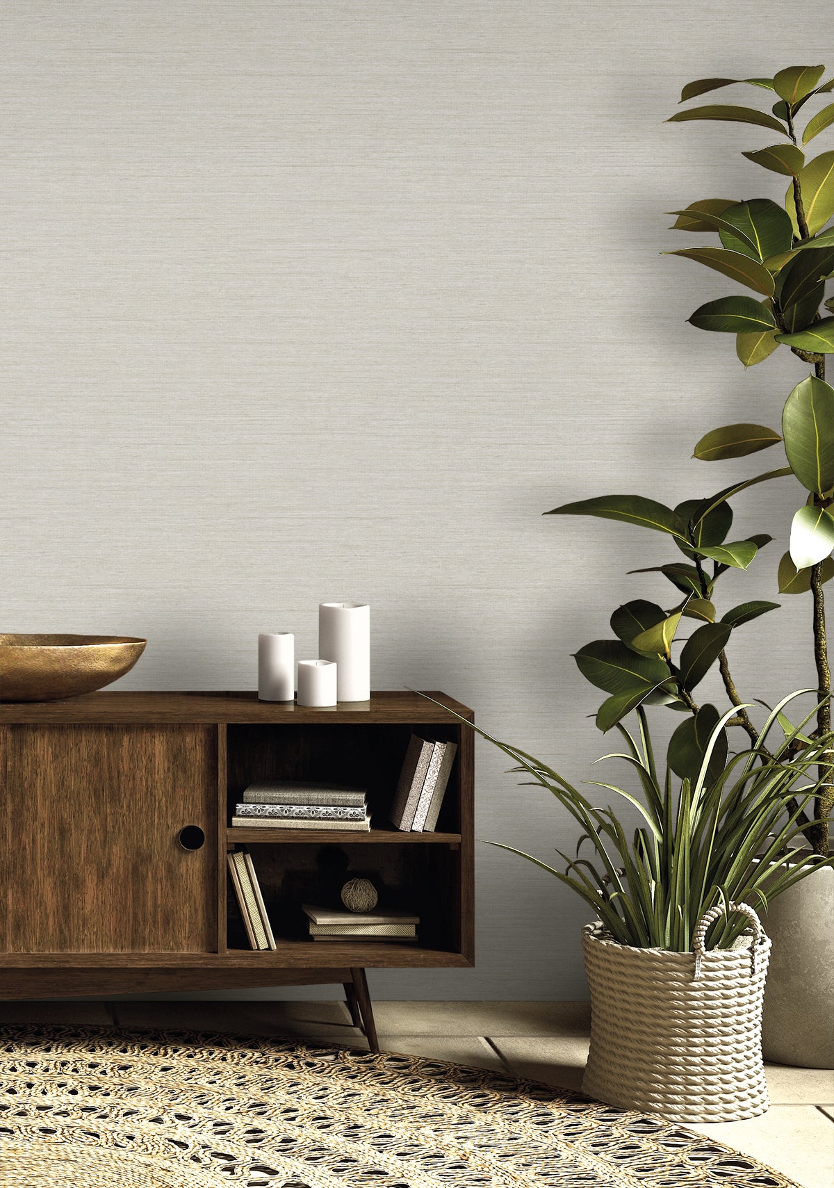 Threaded wallpaper in dove grey color - pattern number RA40918 - by Seabrook in the Raffia collection