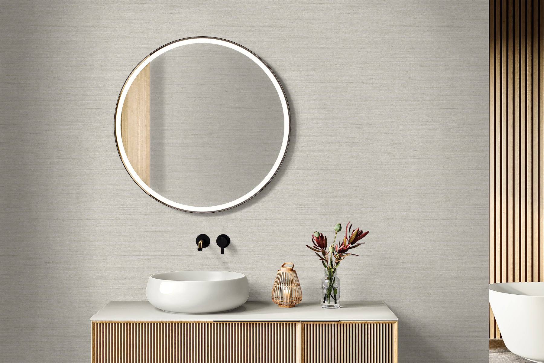 Threaded wallpaper in dove grey color - pattern number RA40918 - by Seabrook in the Raffia collection