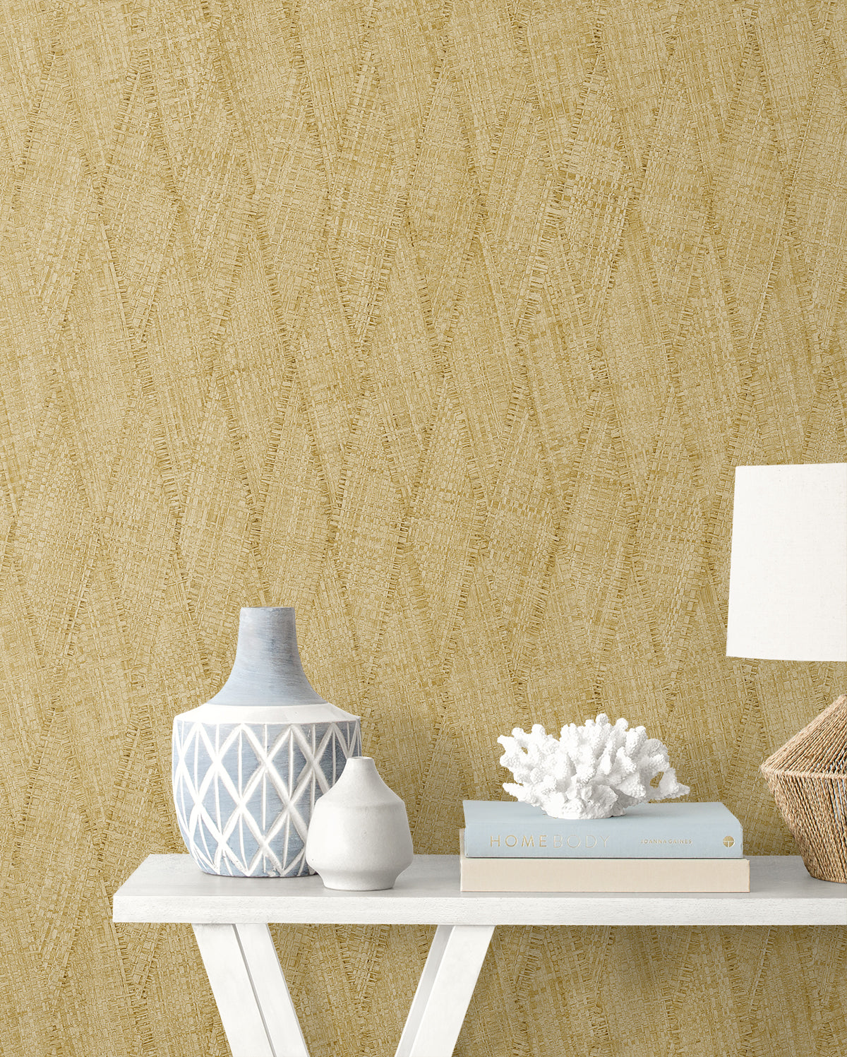 Sun Woven wallpaper in honey color - pattern number RA41204 - by Seabrook in the Raffia collection