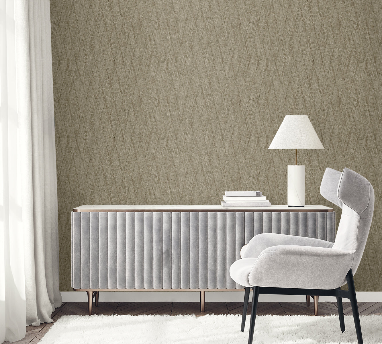 Sun Woven wallpaper in mushroom color - pattern number RA41208 - by Seabrook in the Raffia collection