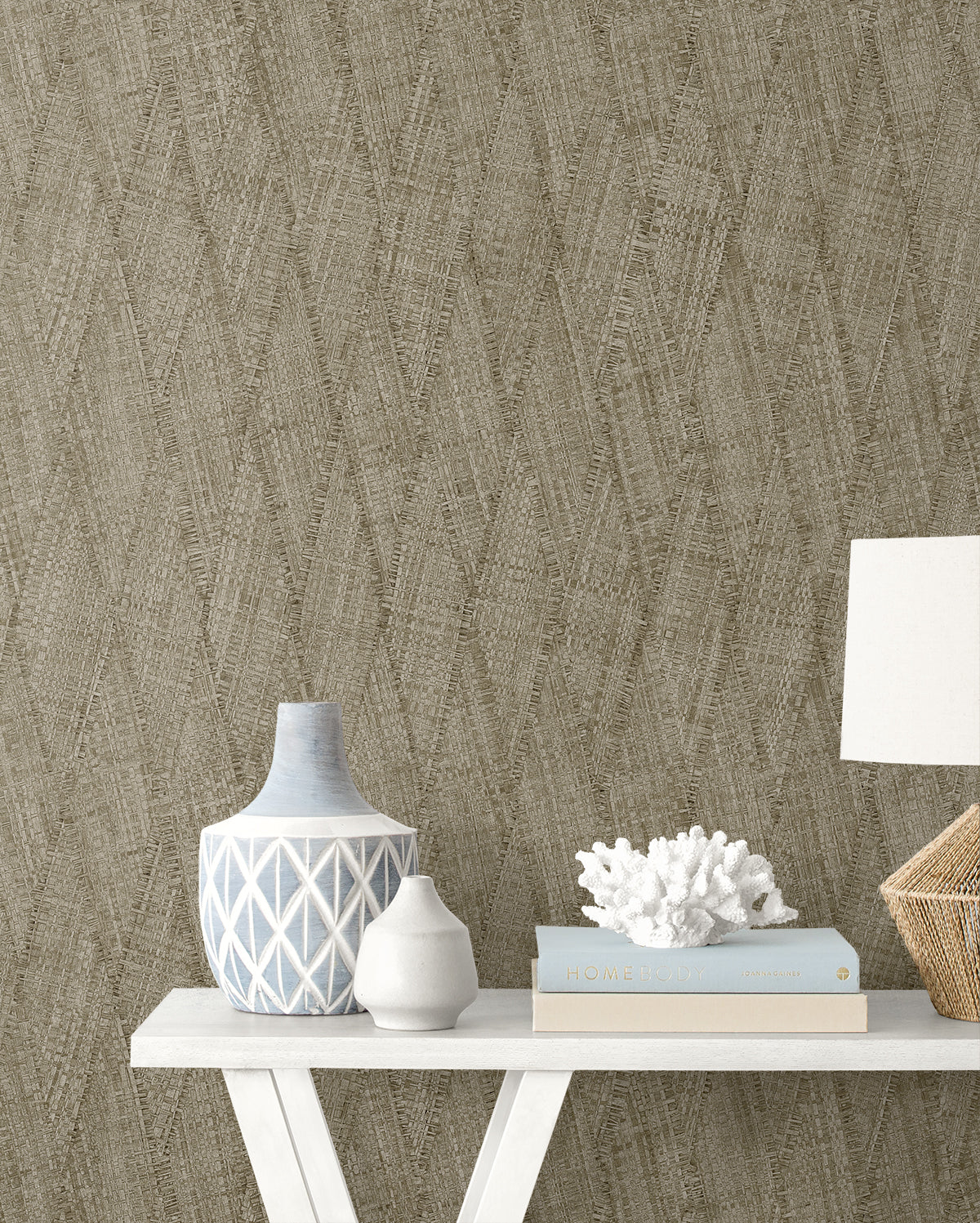 Sun Woven wallpaper in mushroom color - pattern number RA41208 - by Seabrook in the Raffia collection