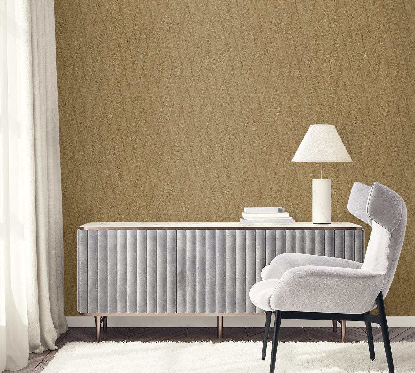 Sun Woven wallpaper in camel color - pattern number RA41215 - by Seabrook in the Raffia collection