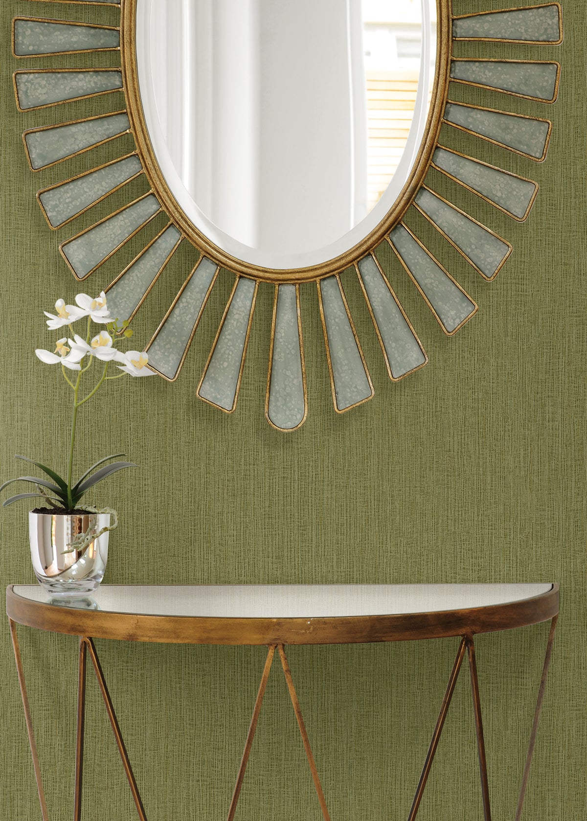 Natural Tether wallpaper in moss color - pattern number RA41516 - by Seabrook in the Raffia collection