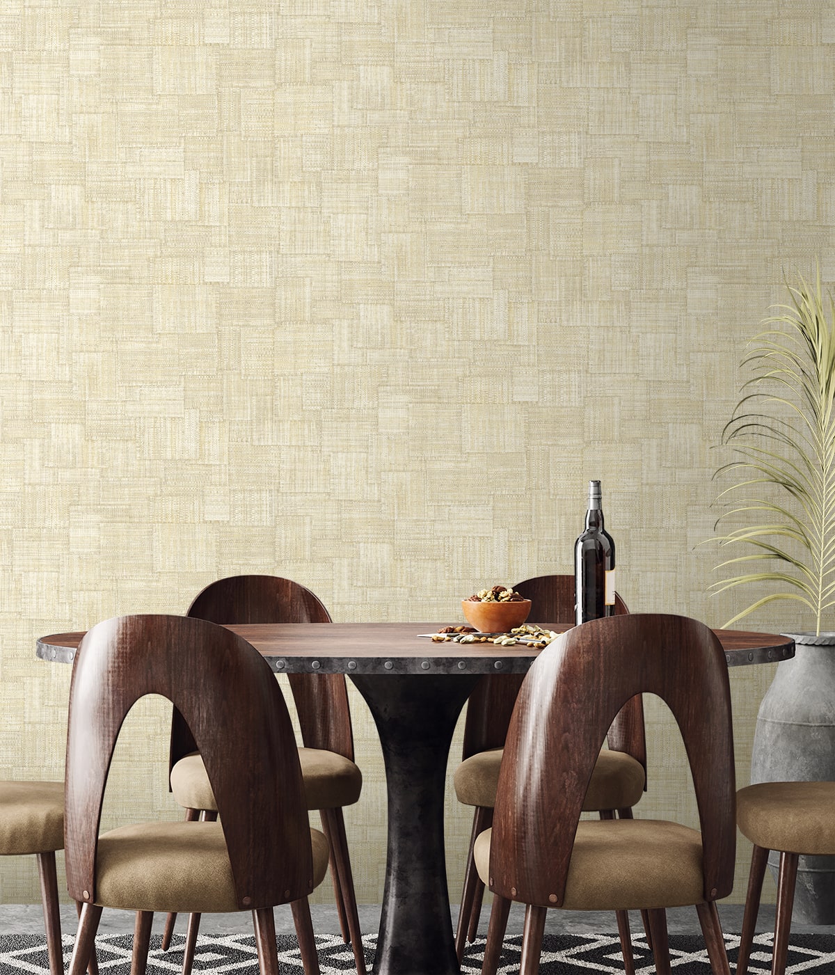 Woven Blocks wallpaper in macadamia color - pattern number RA41709 - by Seabrook in the Raffia collection