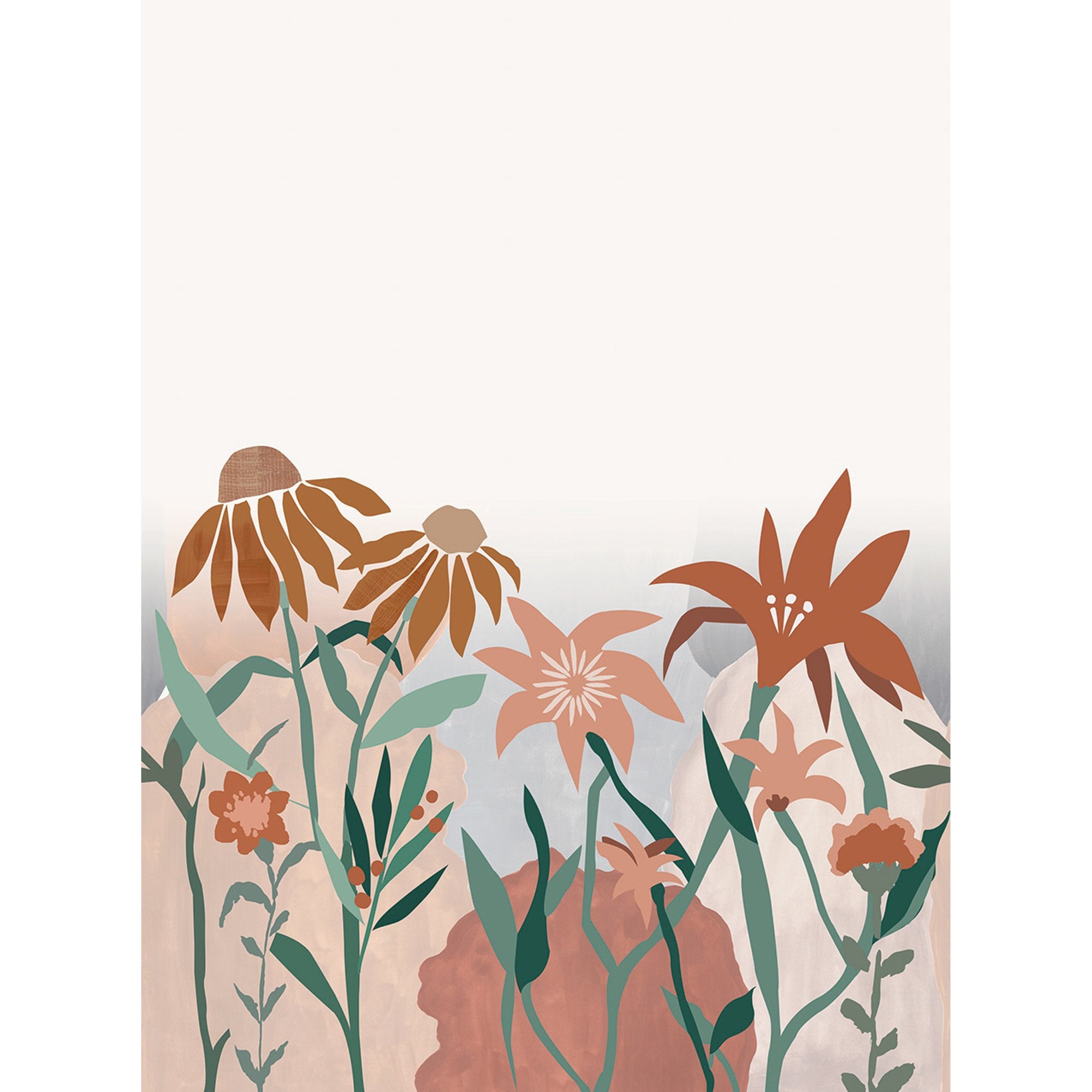 Flowers 4 Panel Mural in multi-colored color - pattern number RB303 - by Grandeco in the Day Dreamers collection