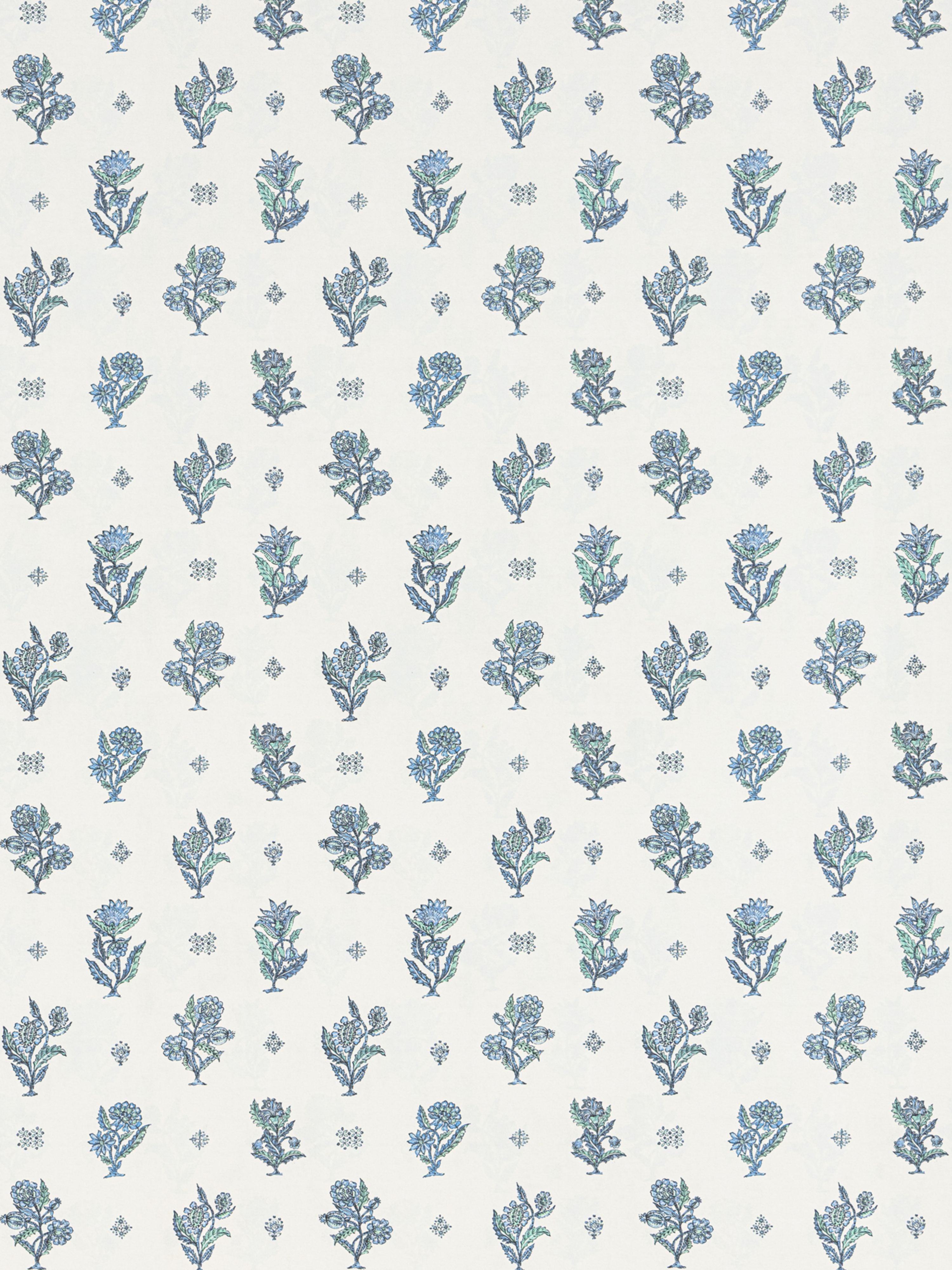 Calico wallpaper in marine teal color - pattern number SC WP88612D0005 - by Scalamandre in the collection