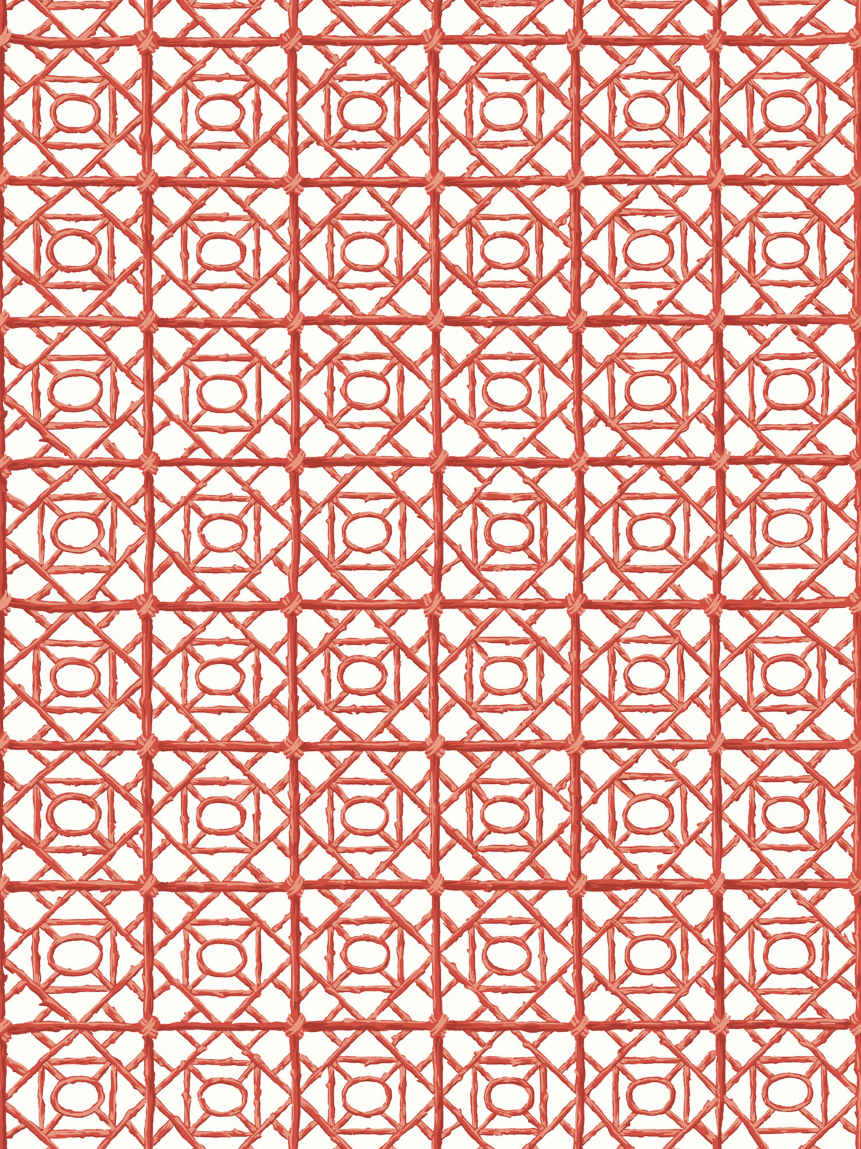 Ormond Fret wallpaper in lacquer red color - pattern number SC WP88613D0006 - by Scalamandre in the collection