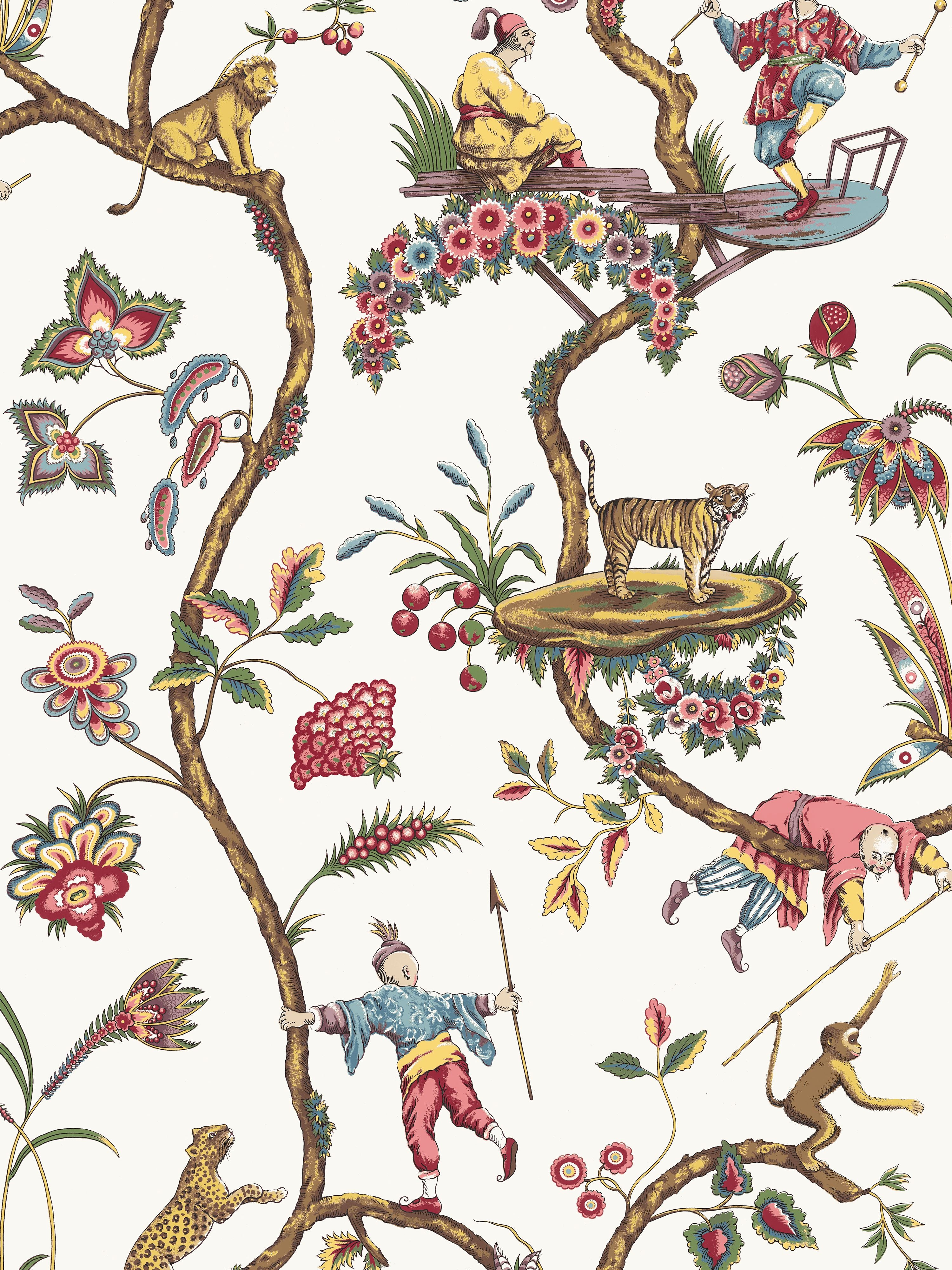 Chinoise Exotique wallpaper in white color - pattern number SC 0001WP81547 - by Scalamandre in the collection