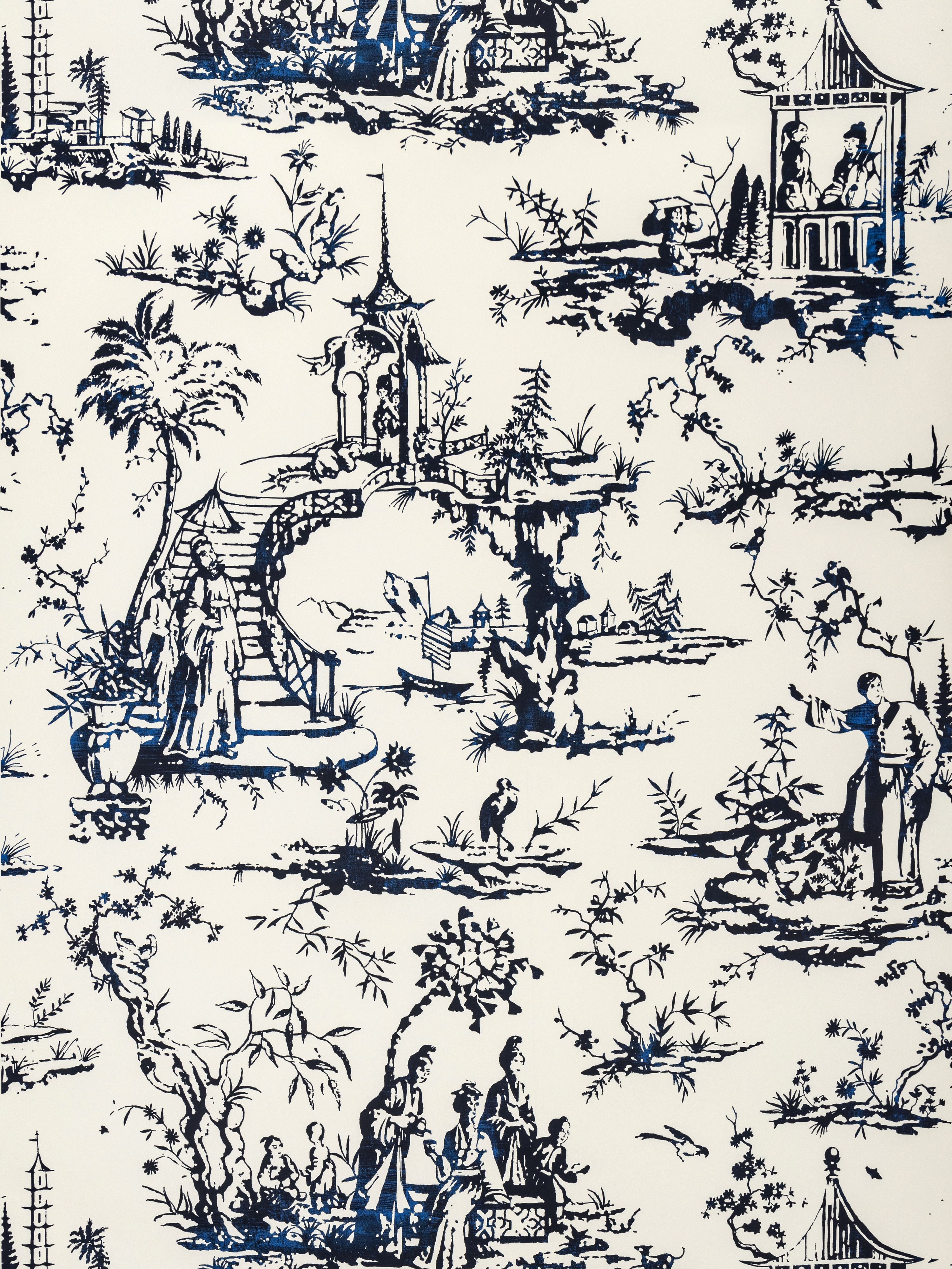 Summer Palace wallpaper in porcelain color - pattern number SC 0001WP88357 - by Scalamandre in the collection