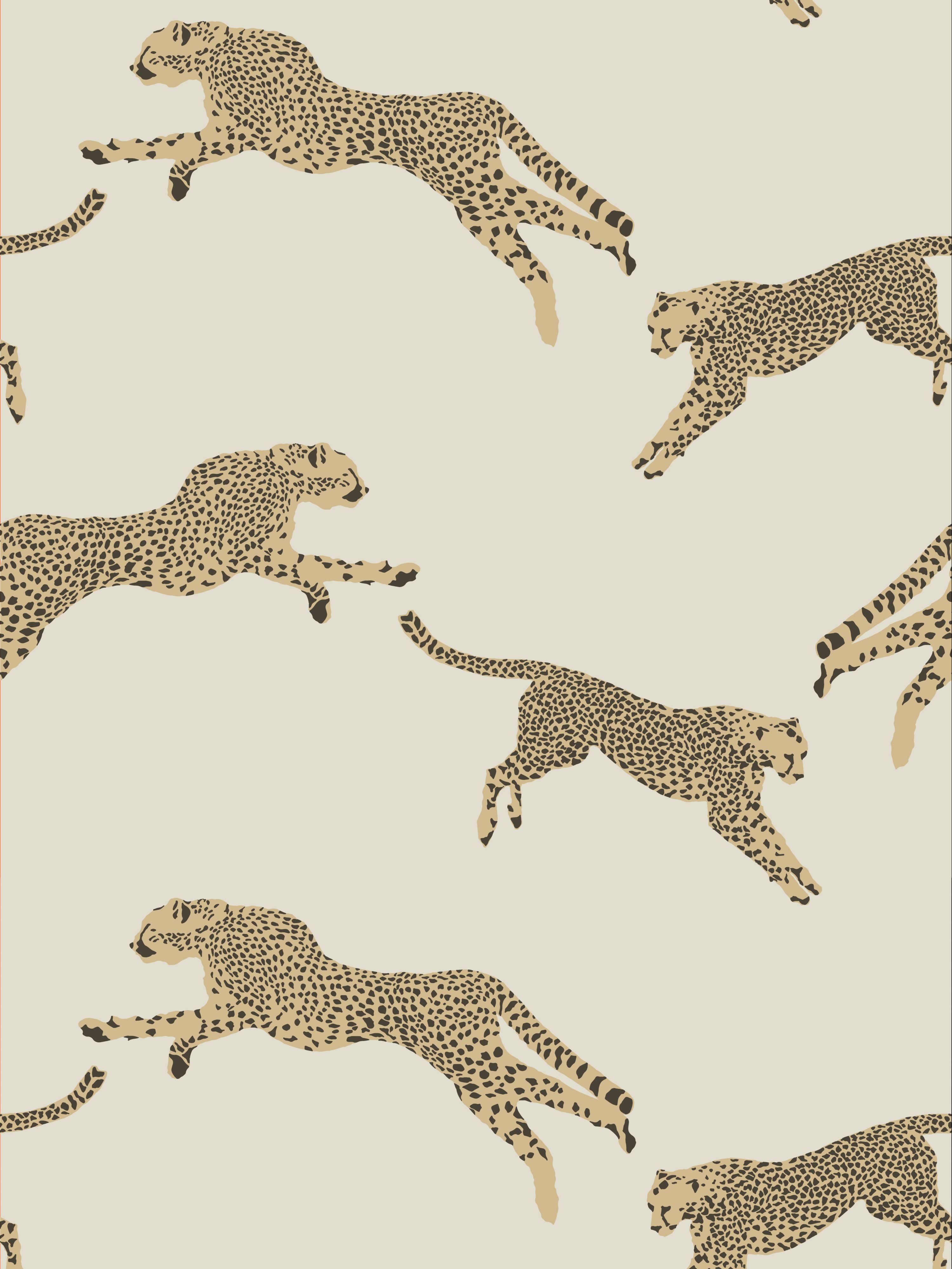 Leaping Cheetah wallpaper in dune color - pattern number SC 0001WP88449D - by Scalamandre in the collection
