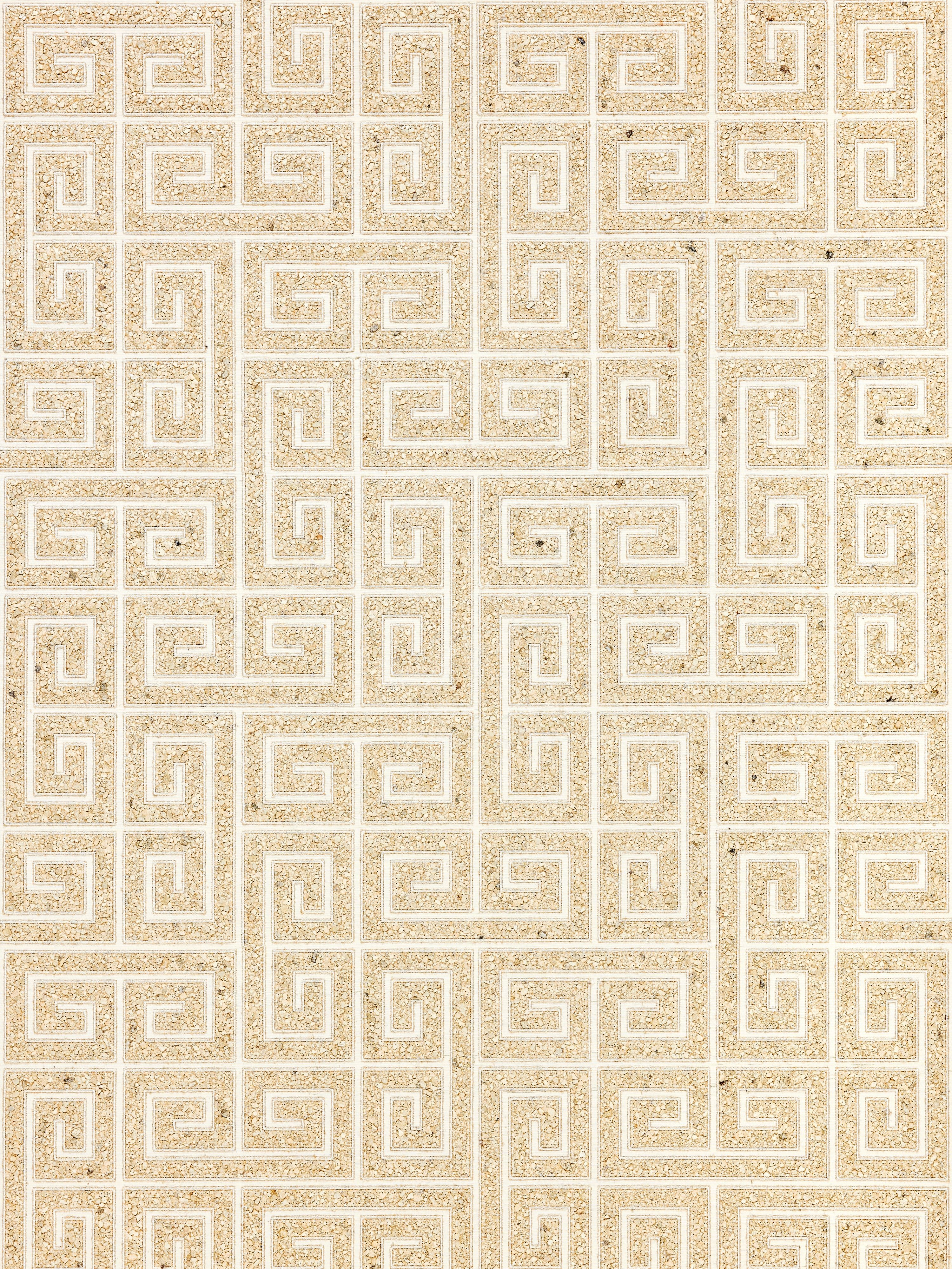 Fret Mosaic wallpaper in grasscloth sand color - pattern number SC 0001WP88557 - by Scalamandre in the collection