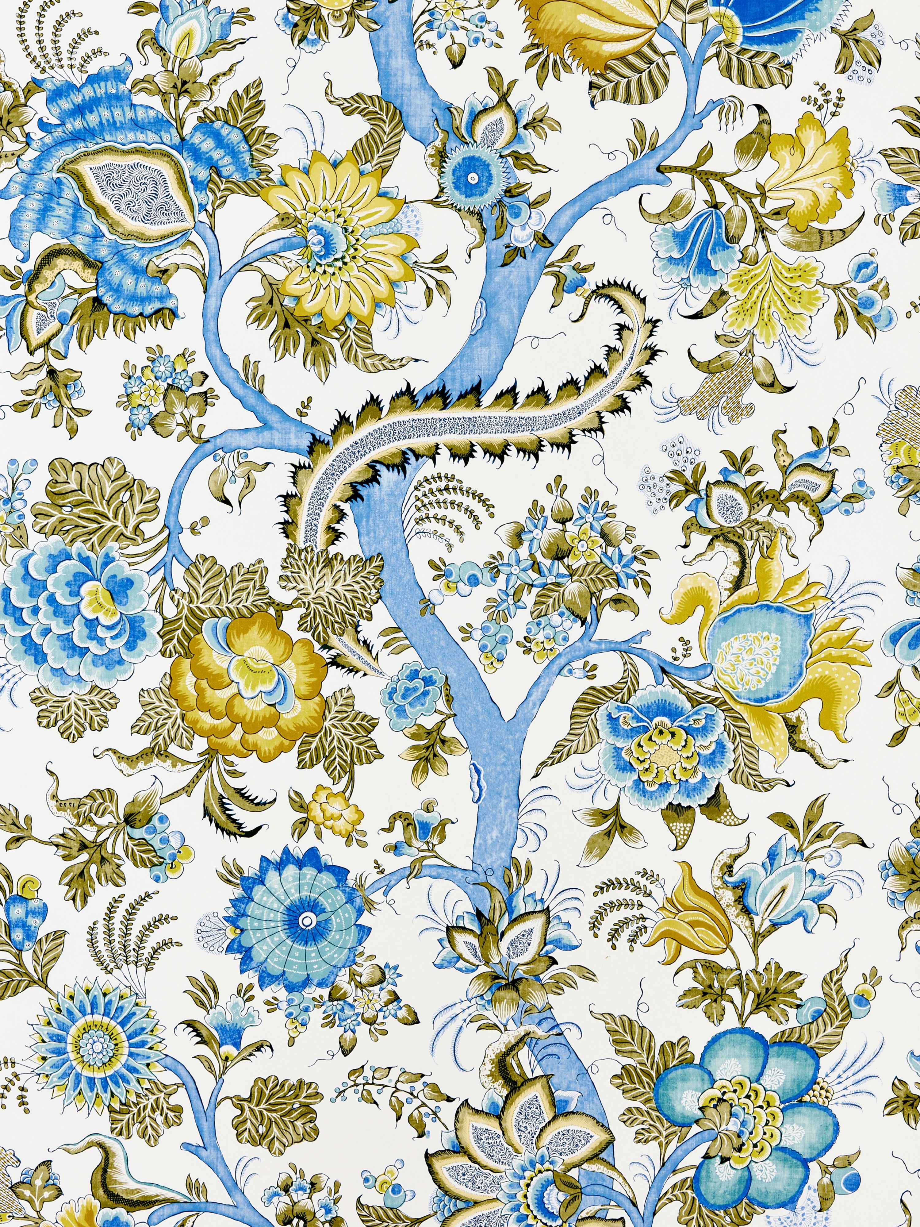 Metropolitan Palampore wallpaper in sky and sunlight color - pattern number SC 0001WP88561 - by Scalamandre in the collection