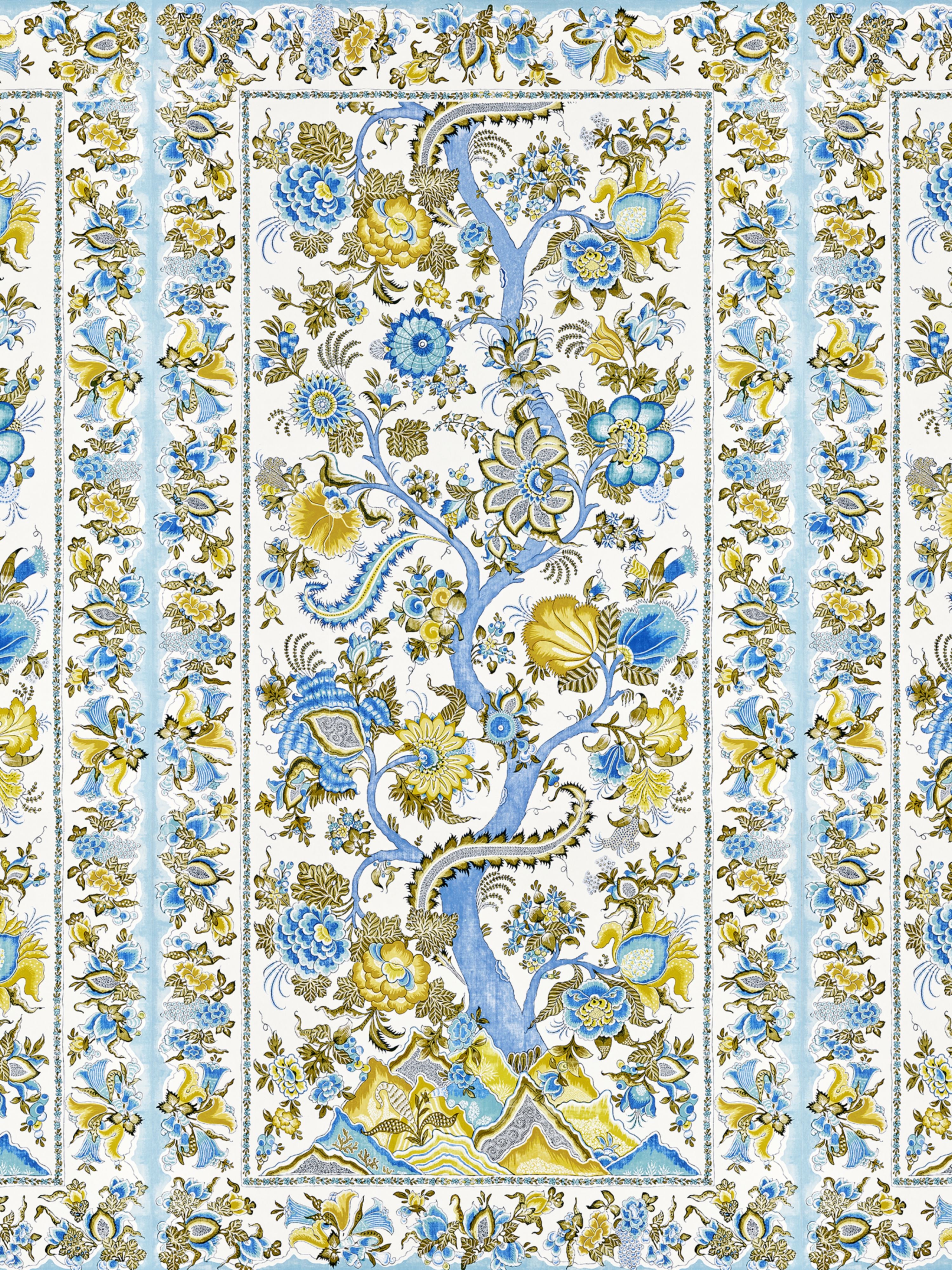 Metropolitan Palampore mural in sky and sunlight mural color - pattern number SC 0001WP88567 - by Scalamandre in the collection
