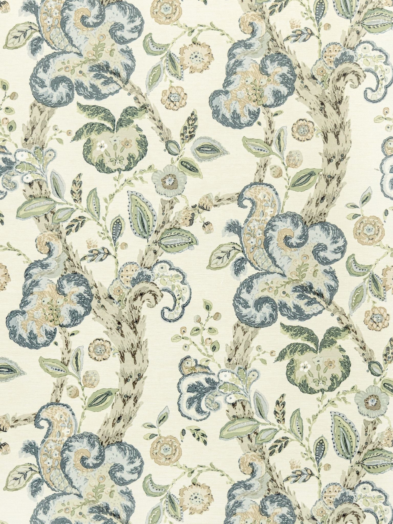 Cumbria fabric in aquamarine on ivory color - pattern number SC 0001WP88589 - by Scalamandre in the collection