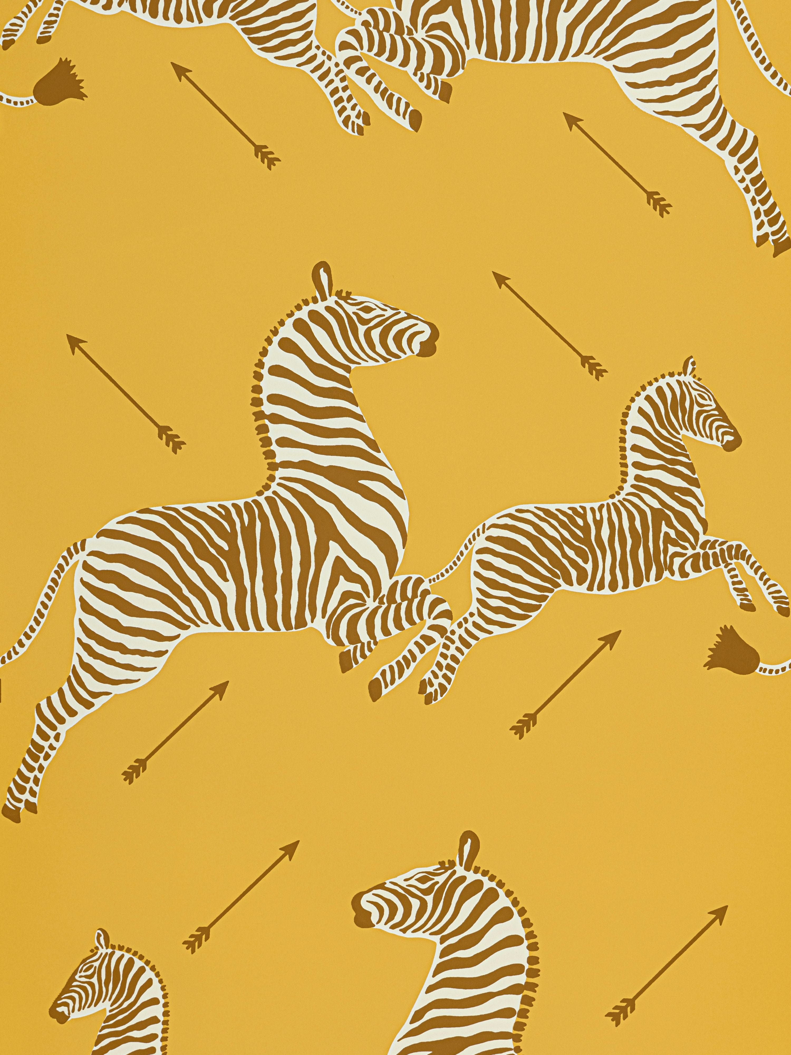 Zebras Vinyl wallpaper in zanzibar gold color - pattern number SC 0002WP81388MV - by Scalamandre in the collection