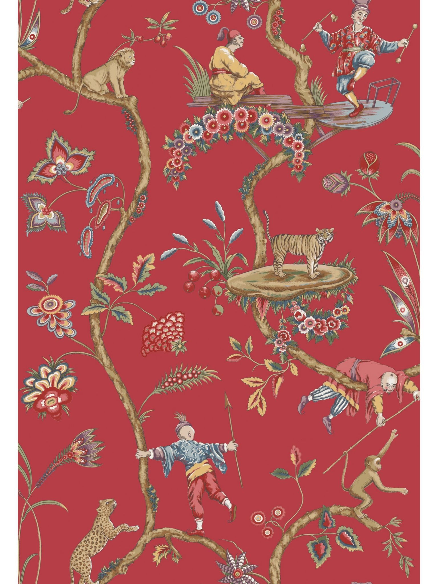 Chinoise Exotique fabric in removable tomato color - pattern number SC 0002WP81547PS - by Scalamandre in the collection