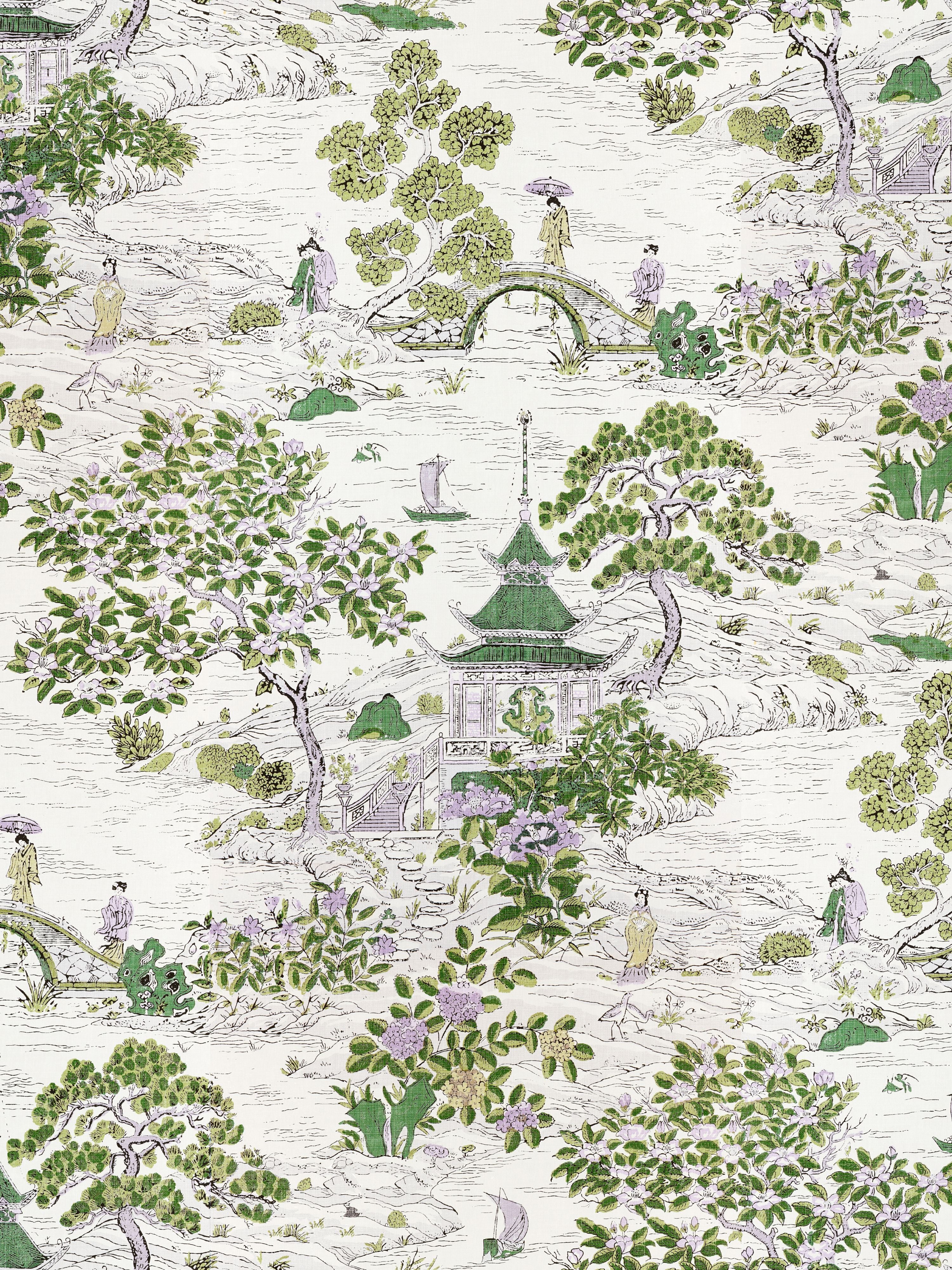 Satomi wallpaper in lavender and citron color - pattern number SC 0002WP88554 - by Scalamandre in the collection