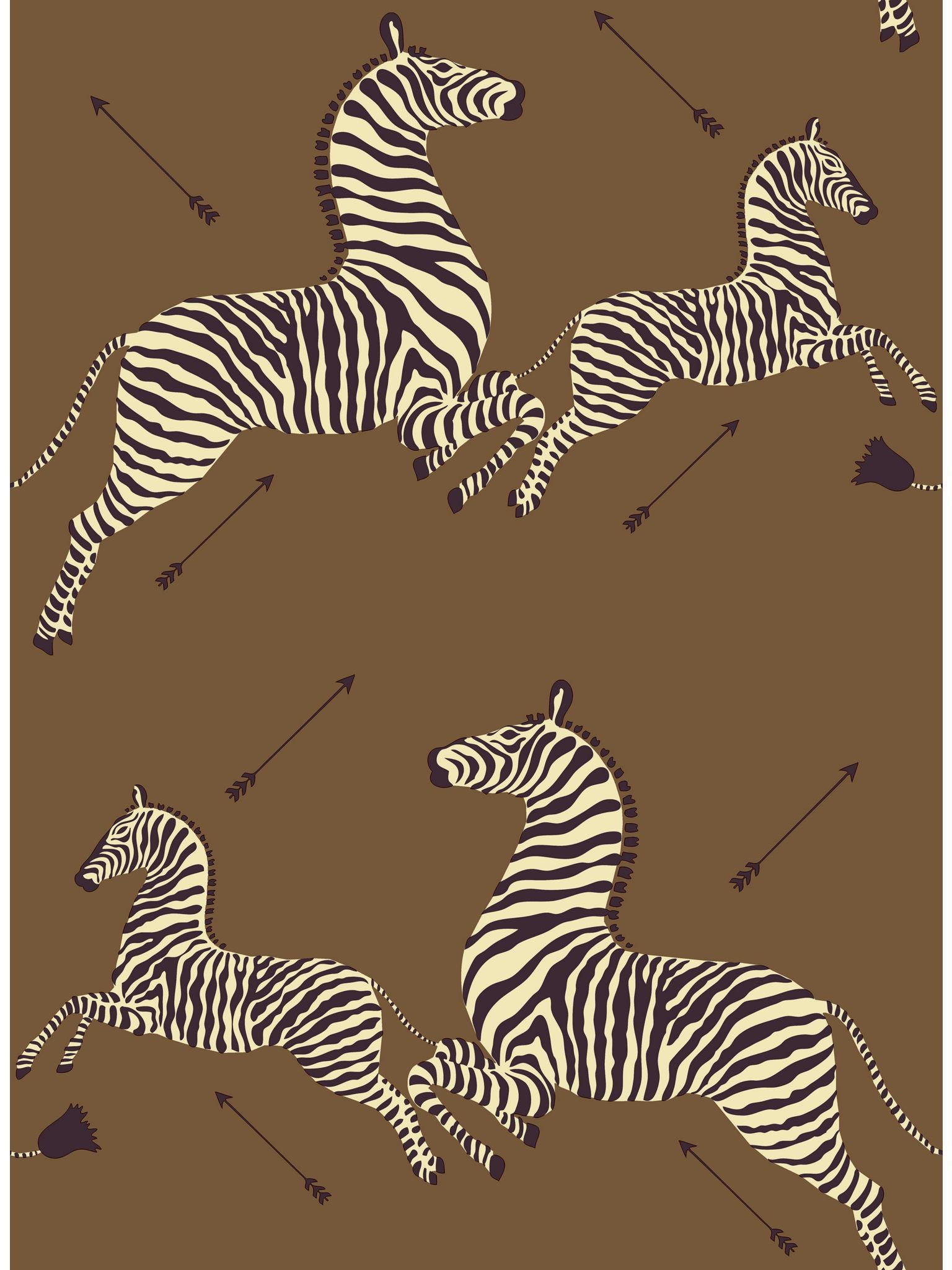 Zebras fabric in removable safari brown color - pattern number SC 0003WP81388PS - by Scalamandre in the collection
