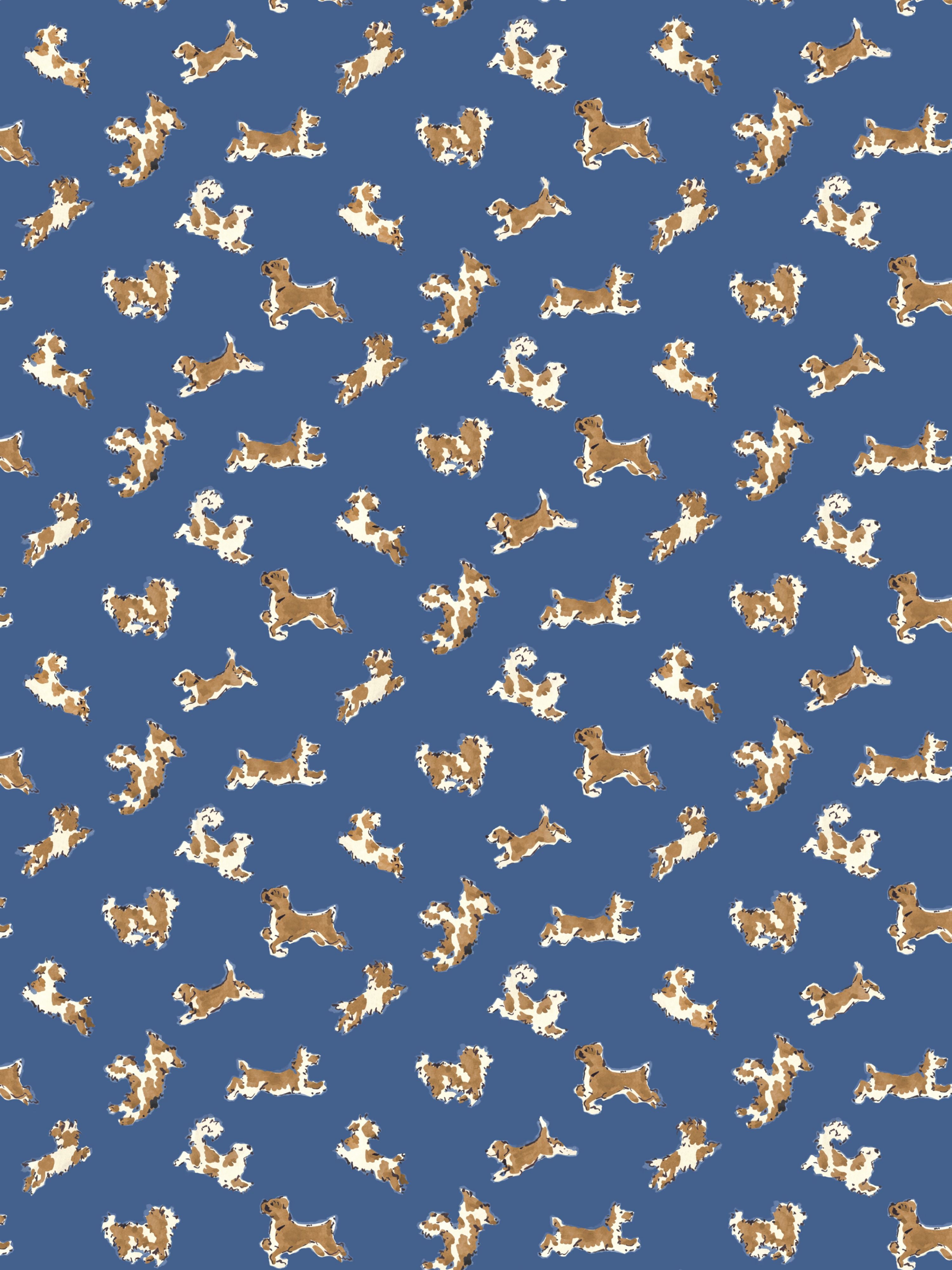 Fete De Chien wallpaper in royal blue and caramel color - pattern number SC WP88183D0003 - by Scalamandre in the collection