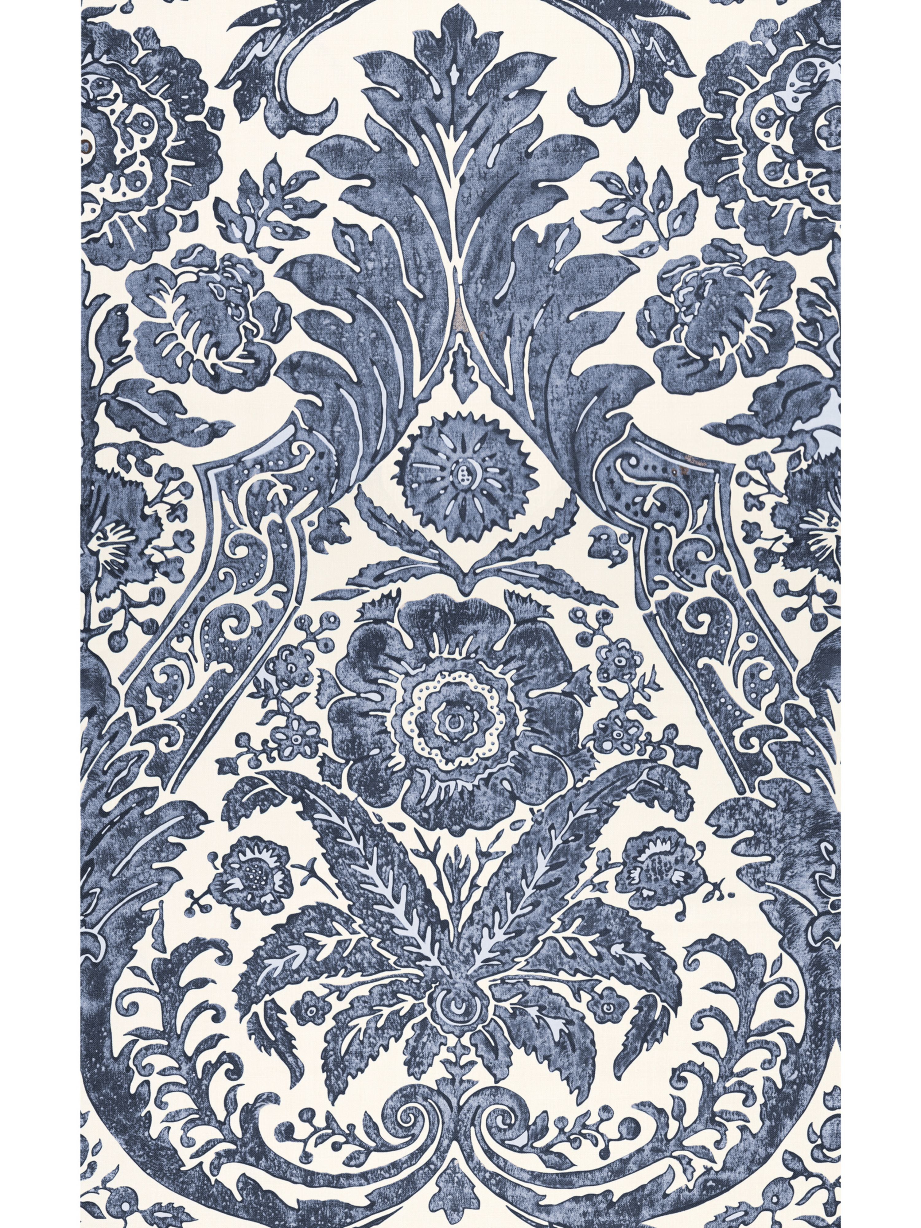 Luciana Damask Print wallpaper in denim color - pattern number SC 0003WP88354 - by Scalamandre in the collection