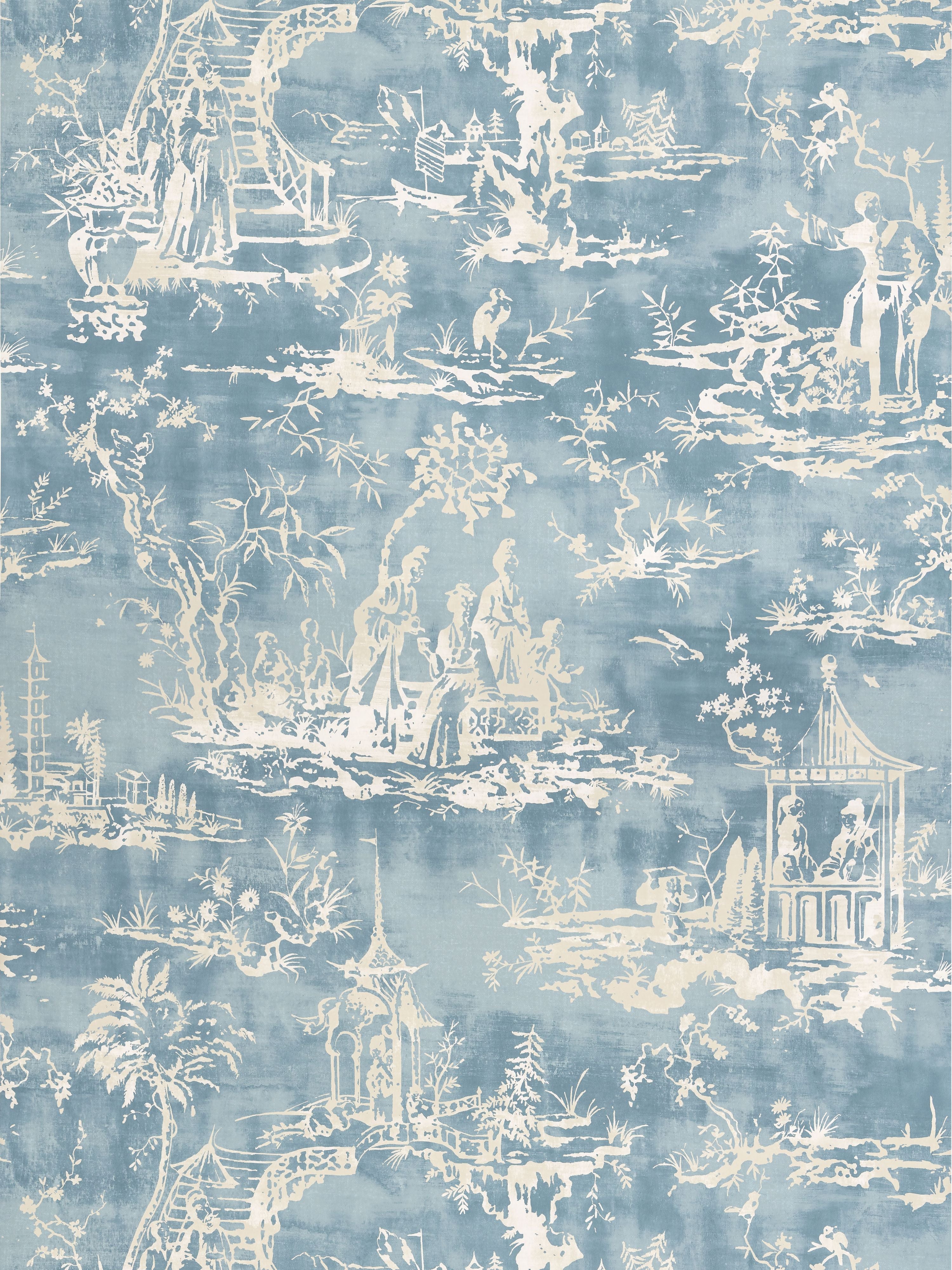 Summer Palace wallpaper in sky color - pattern number SC 0003WP88357 - by Scalamandre in the collection