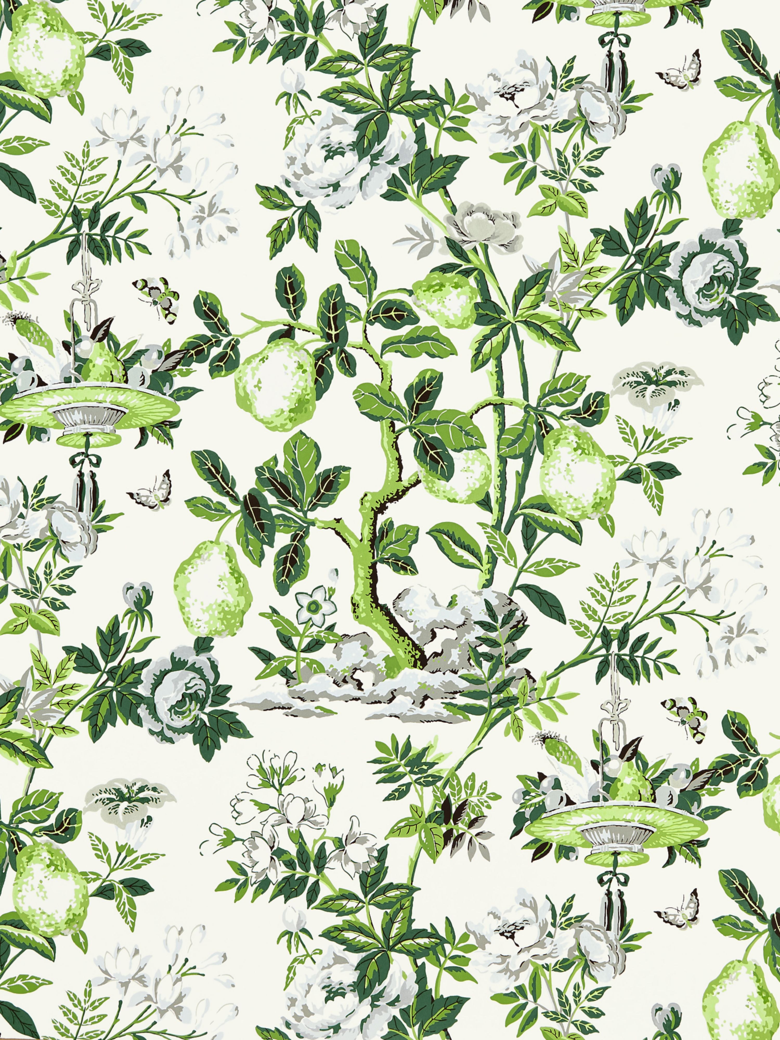 Shantung Garden wallpaper in verdance color - pattern number SC 0003WP88377 - by Scalamandre in the collection