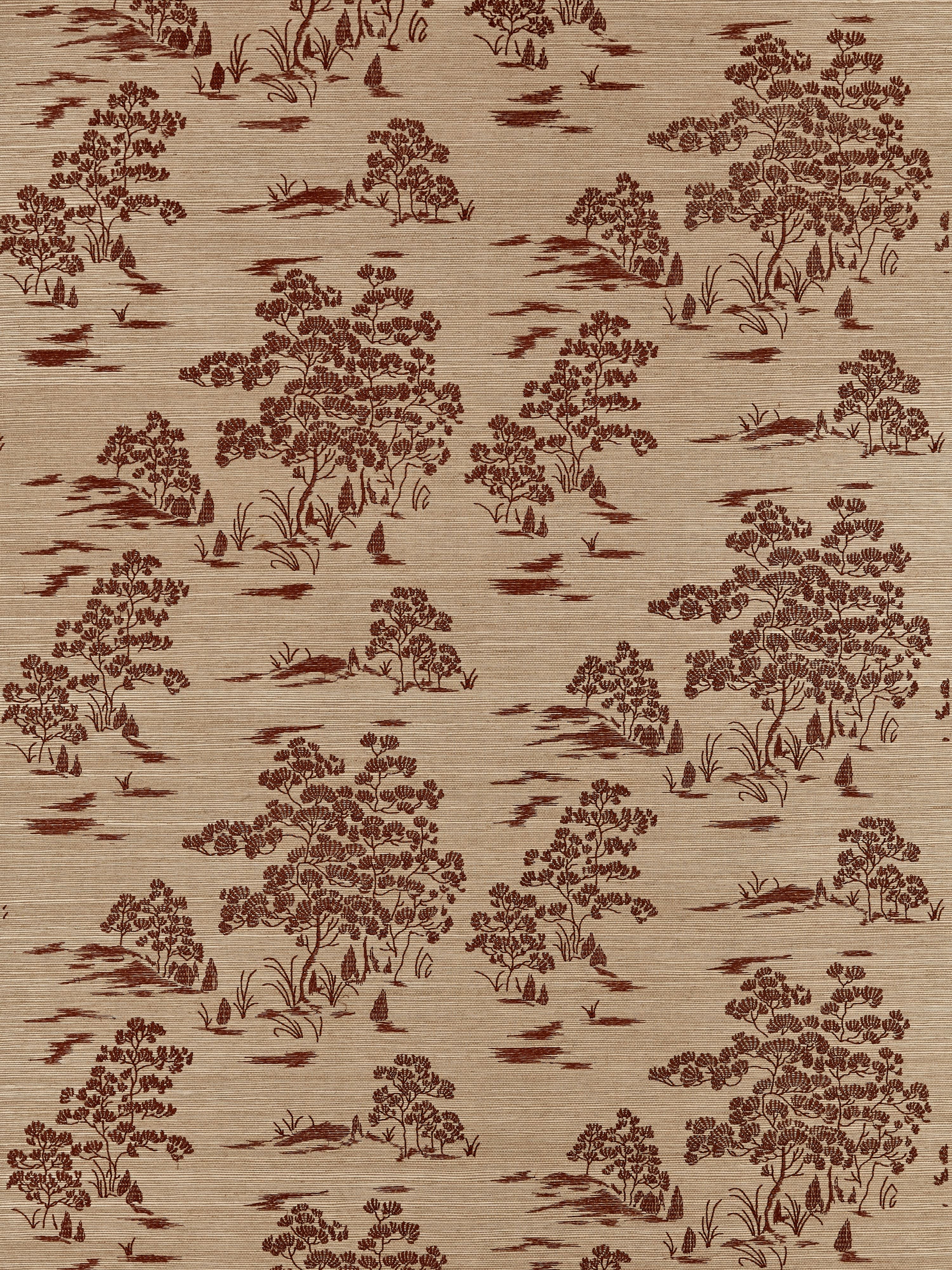 Katsura Embroidered Toile wallpaper in terra color - pattern number SC 0003WP88445 - by Scalamandre in the collection