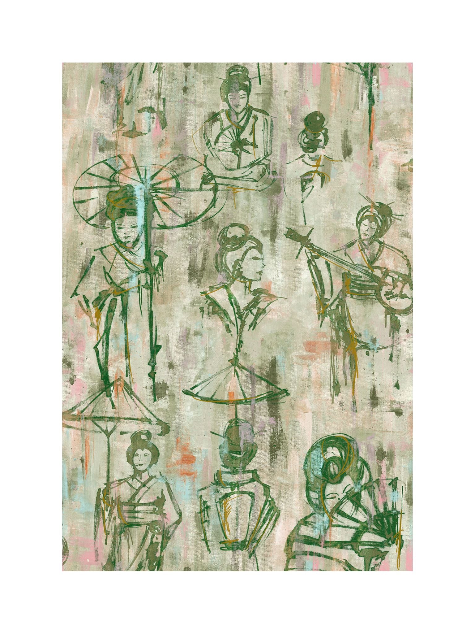Yumiko fabric in leaf color - pattern number SC 0003WP88450 - by Scalamandre in the collection