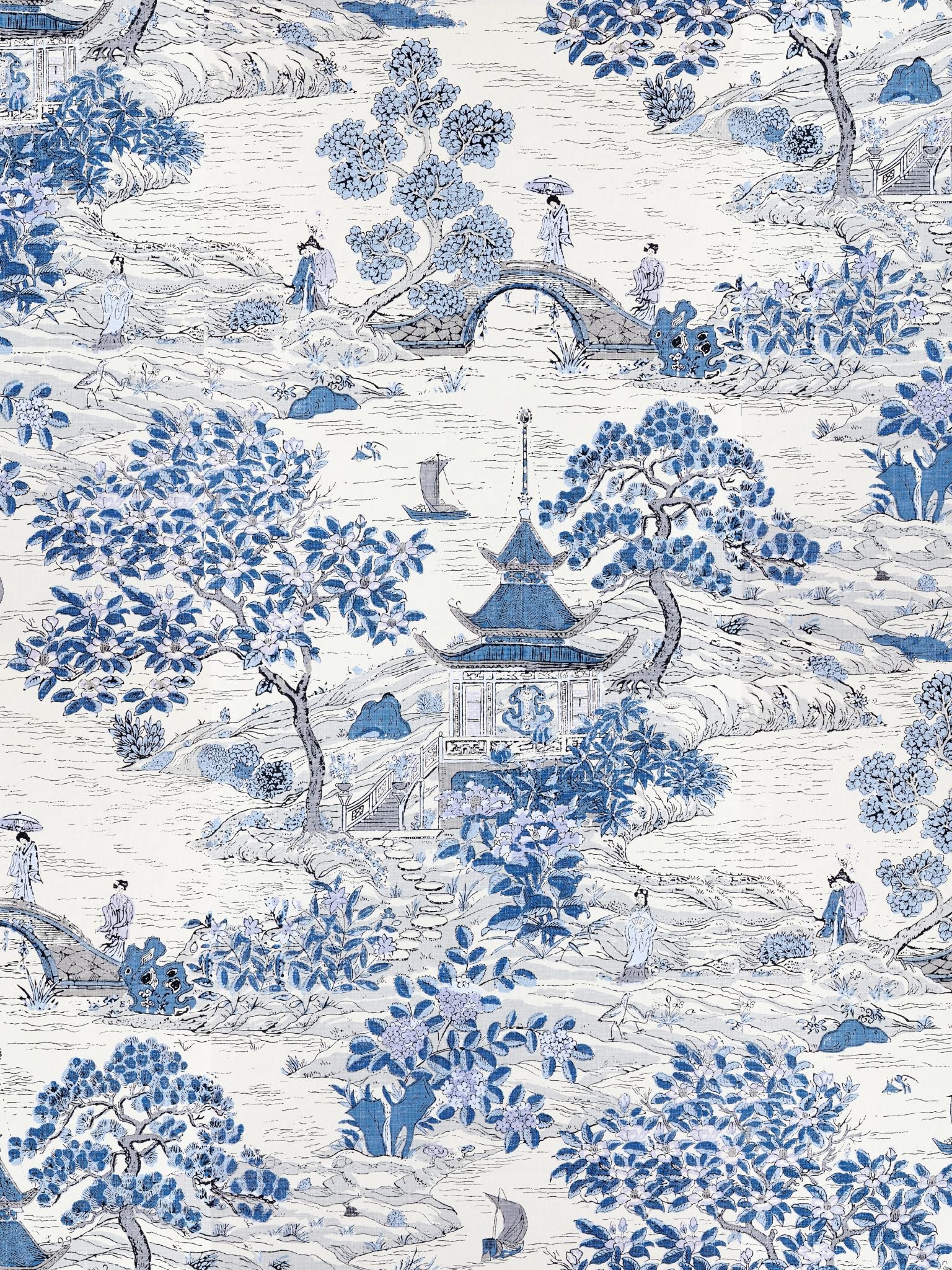 Satomi fabric in evening blue color - pattern number SC 0003WP88554 - by Scalamandre in the collection