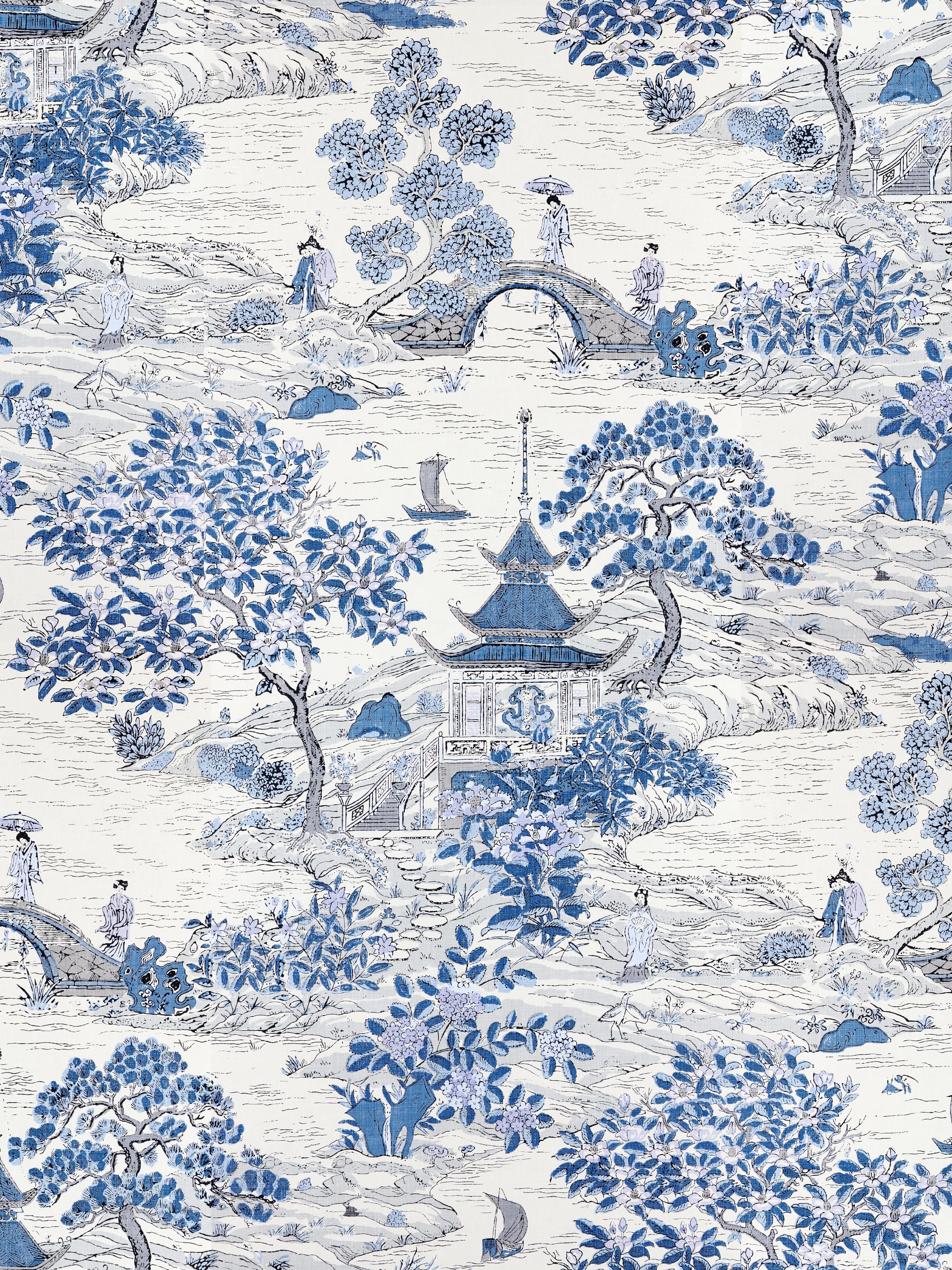 Satomi wallpaper in evening blue color - pattern number SC 0003WP88554 - by Scalamandre in the collection