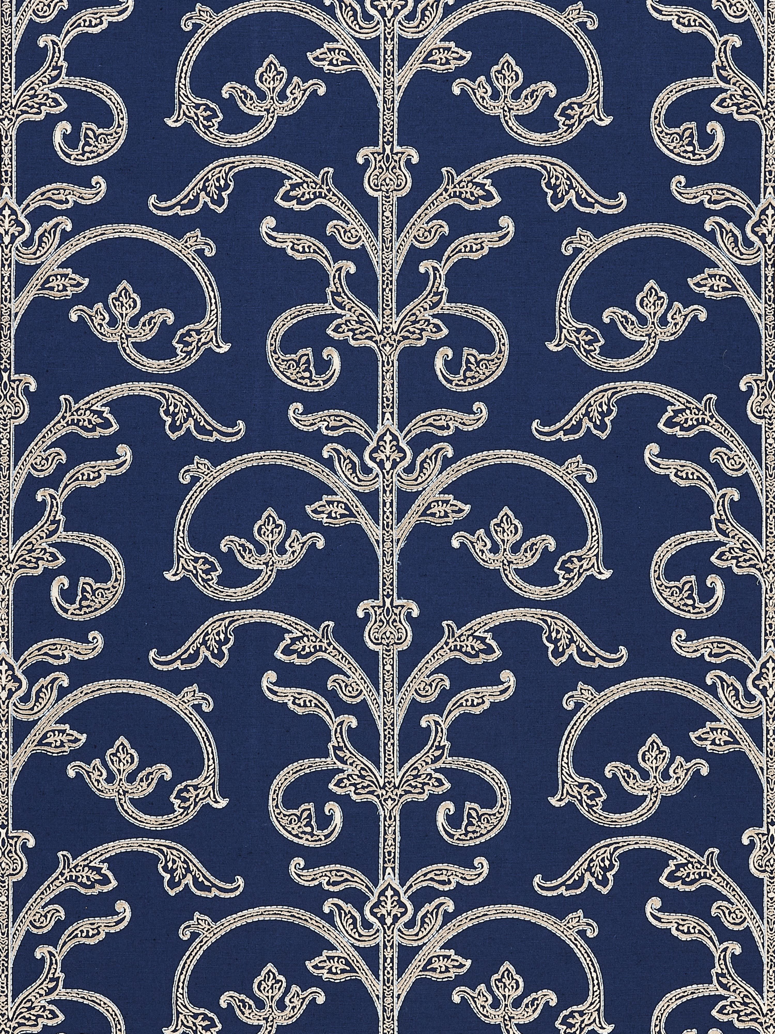 Saxony Scroll wallpaper in navy color - pattern number SC 0003WP88558 - by Scalamandre in the collection