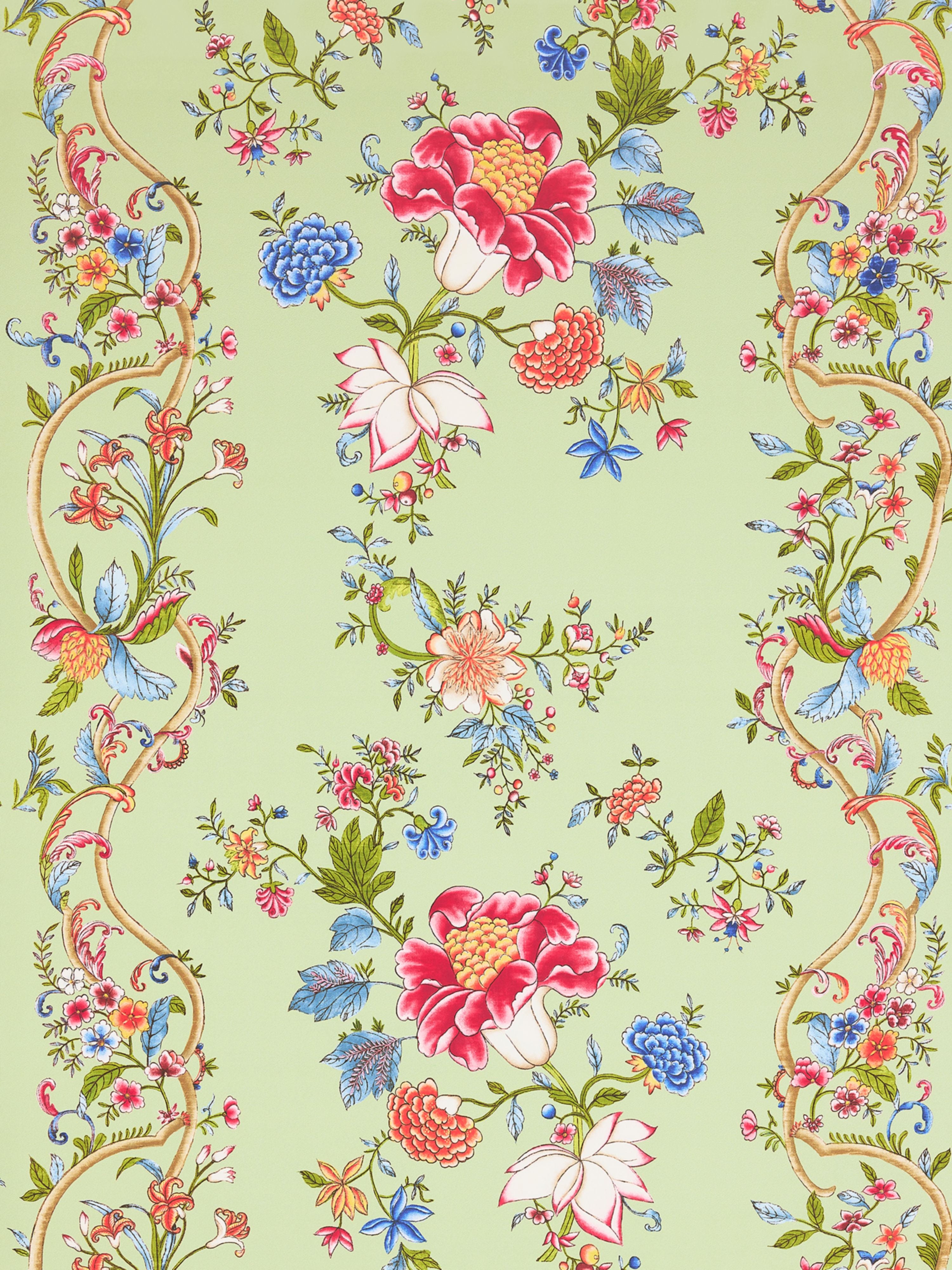 Camellia Trellis wallpaper in seafoam posey color - pattern number SC 0003WP88566 - by Scalamandre in the collection