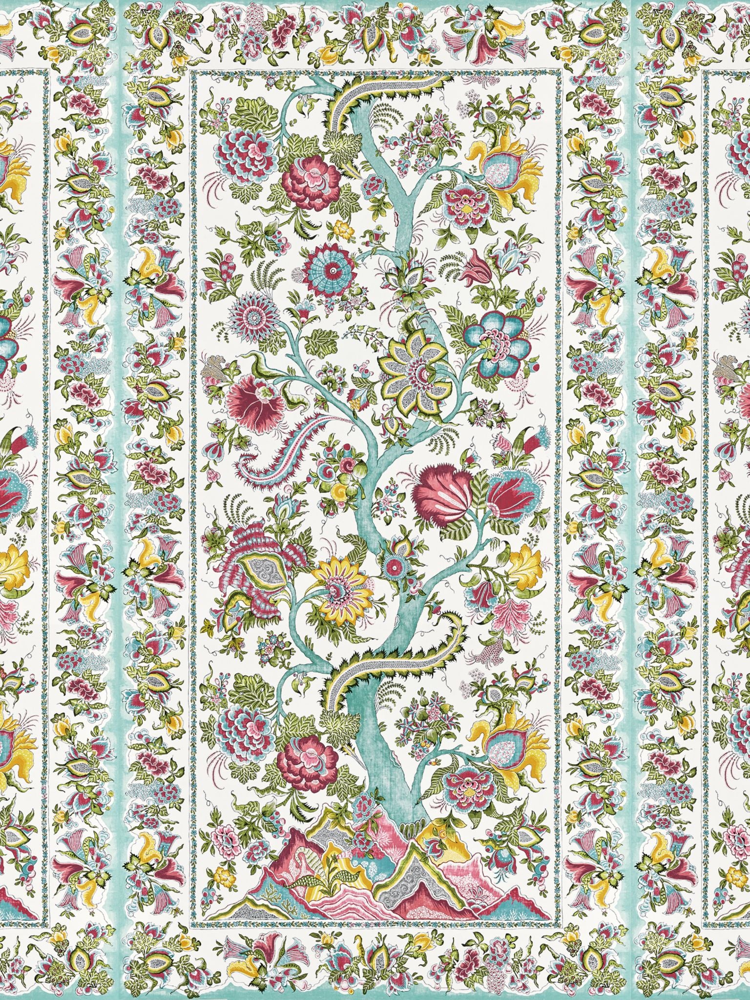 Metropolitan Palampore Mural fabric in flower garden color - pattern number SC 0003WP88567 - by Scalamandre in the collection