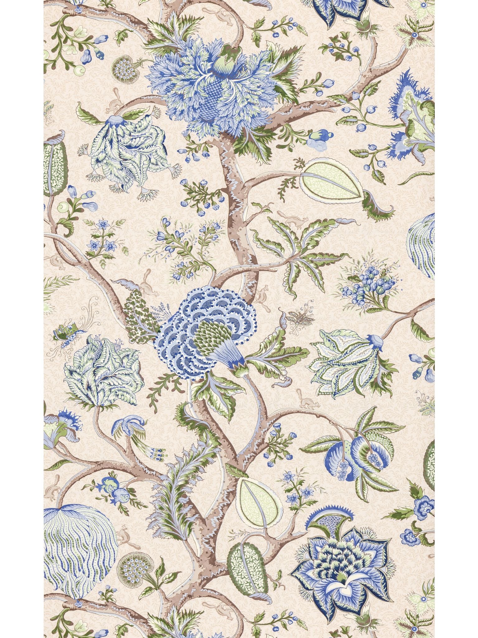 Pondicherry fabric in blue green on cream fern color - pattern number SC 0003WP88585 - by Scalamandre in the collection