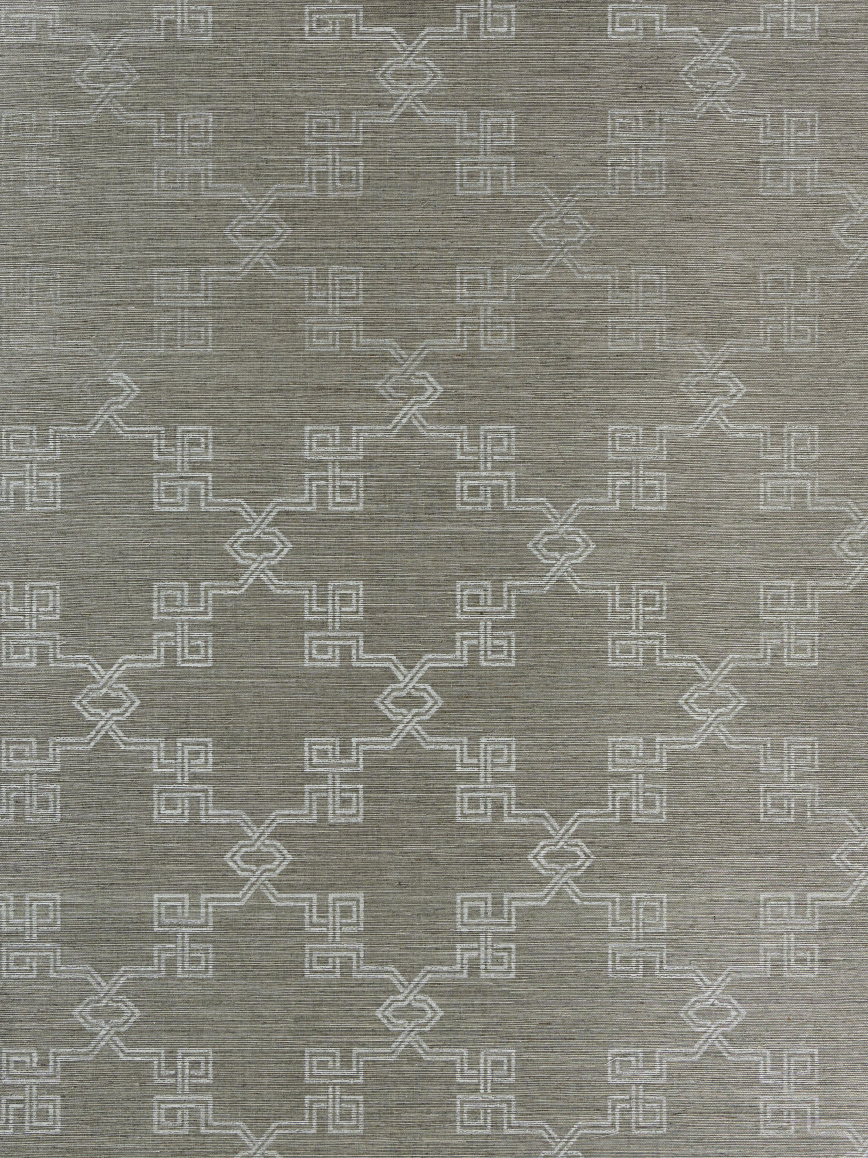 Suzhou Lattice Sisal wallpaper in silver on pewter color - pattern number SC 0004WP88374 - by Scalamandre in the collection