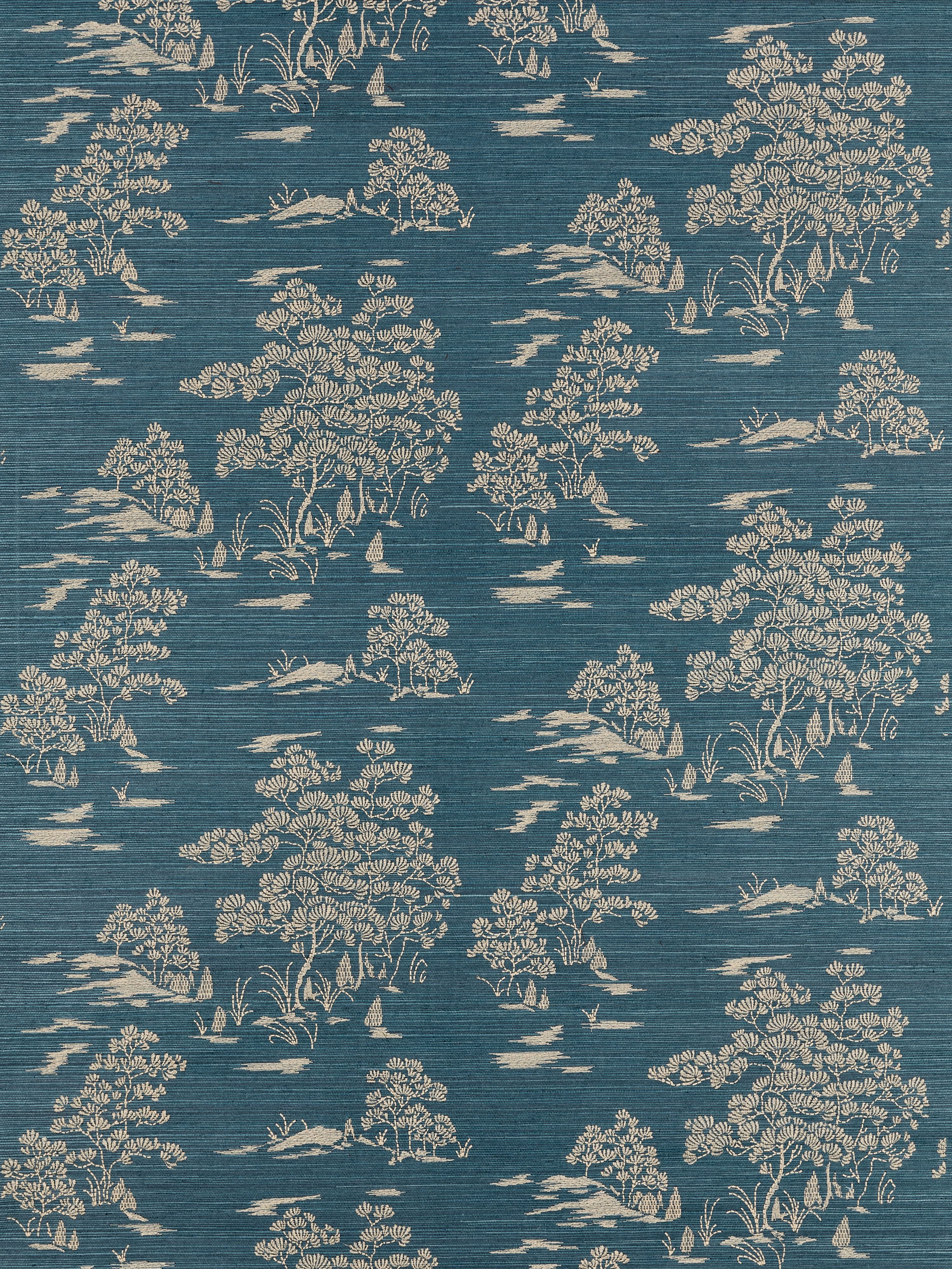 Katsura Embroidered Toile wallpaper in peacock color - pattern number SC 0004WP88445 - by Scalamandre in the collection