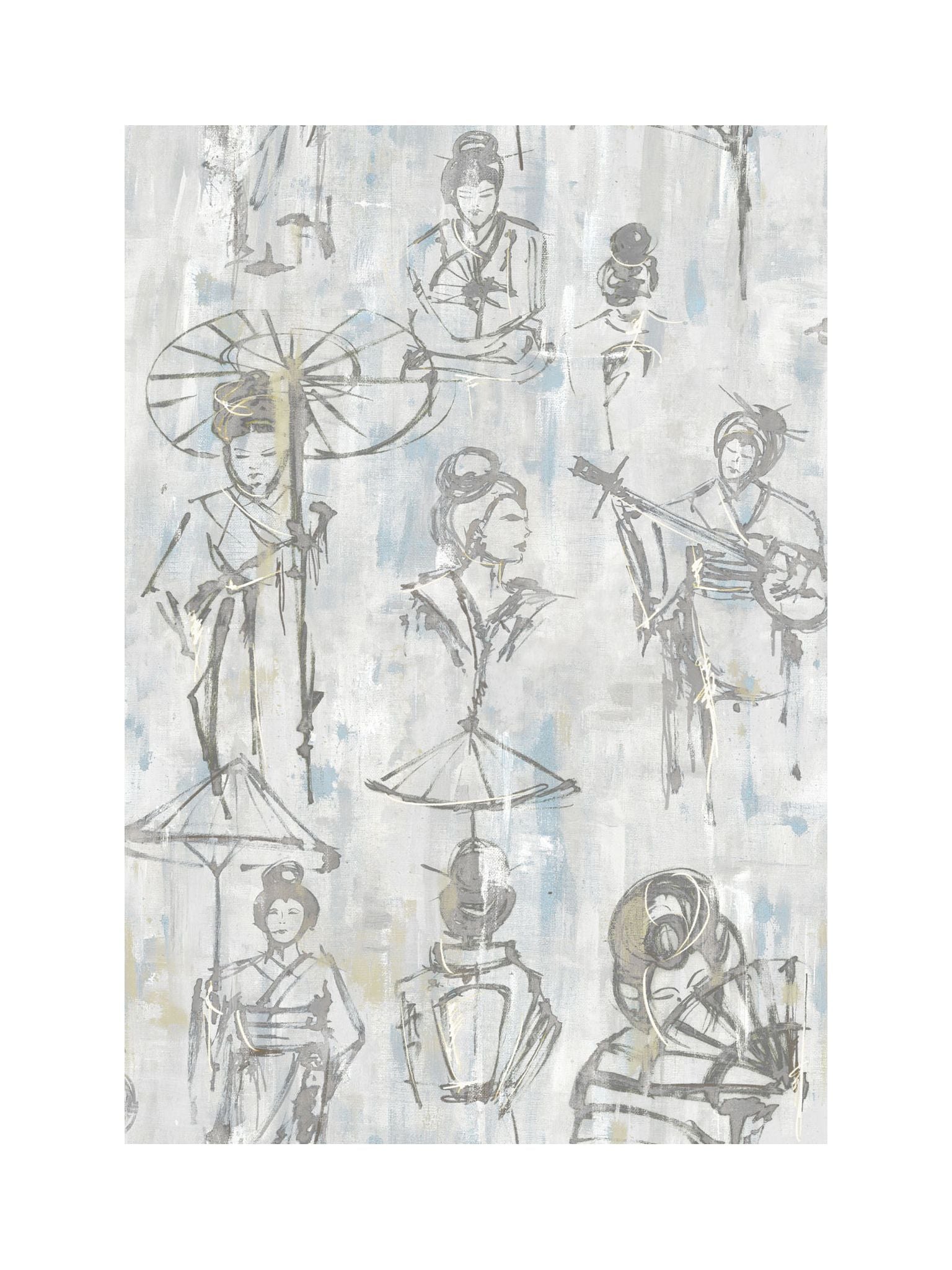 Yumiko fabric in silver screen color - pattern number SC 0004WP88450 - by Scalamandre in the collection
