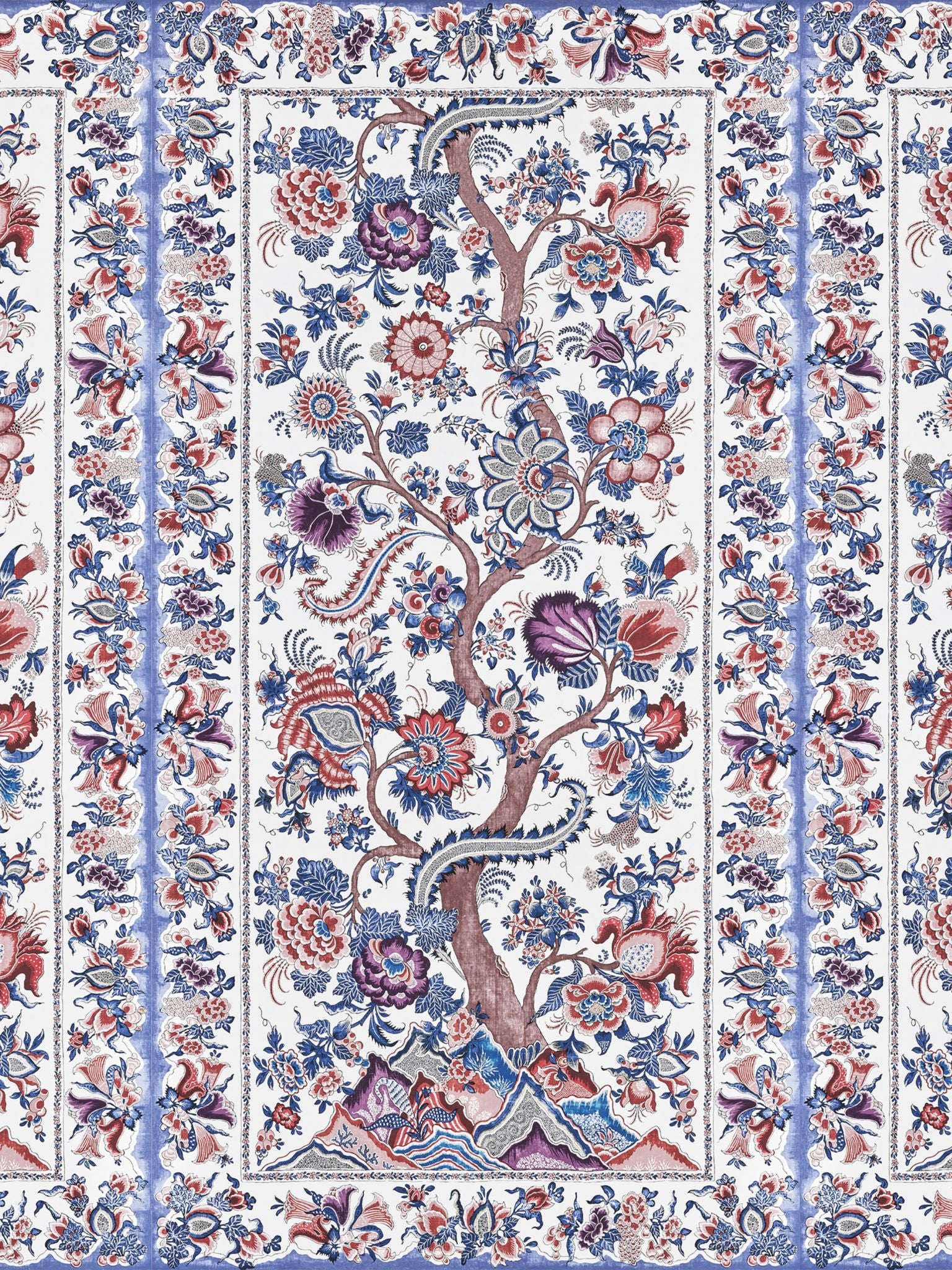 Metropolitan Palampore fabric in red multi mural color - pattern number SC 0004WP88567 - by Scalamandre in the collection