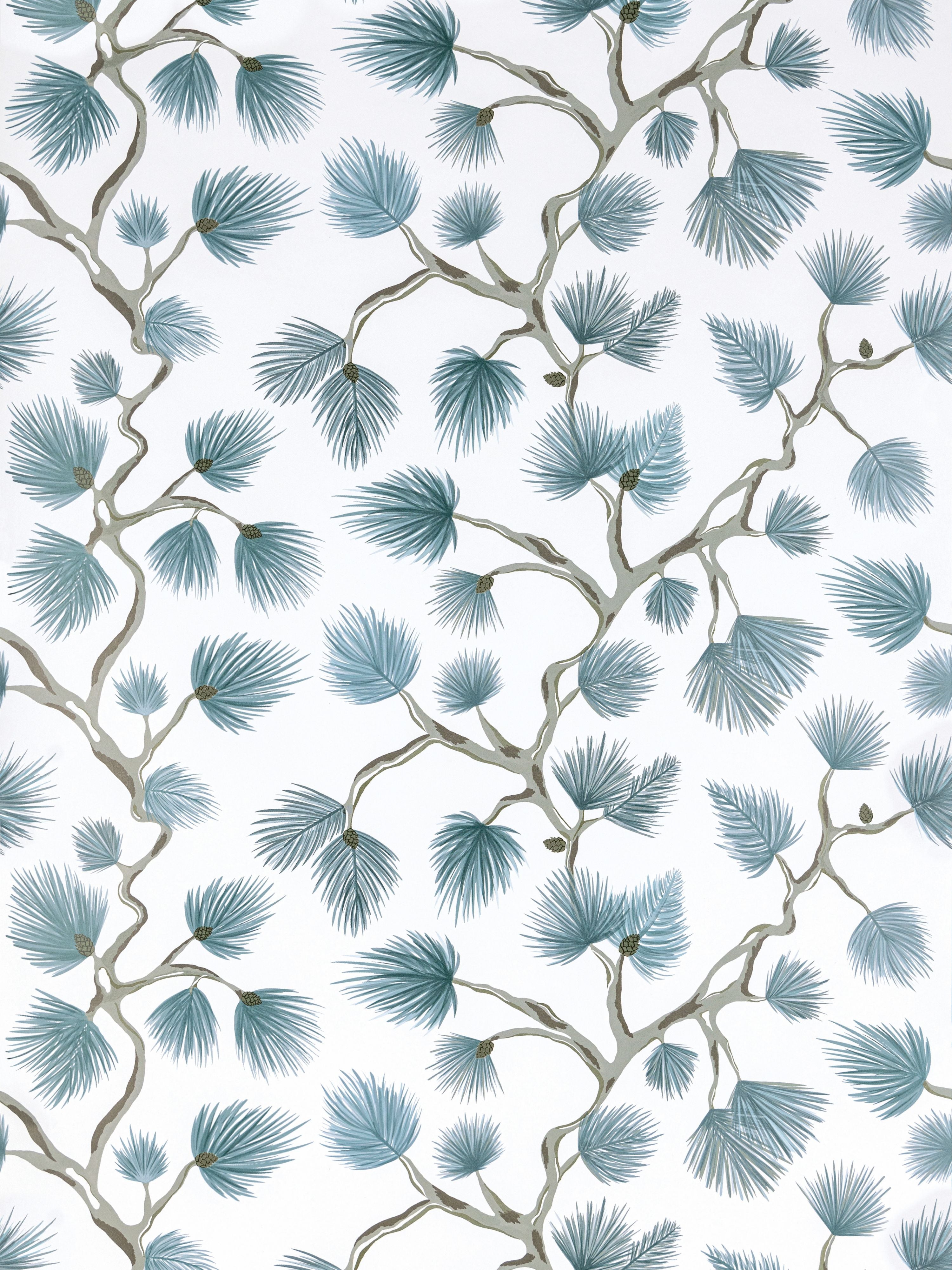 Pignoli wallpaper in teal color - pattern number SC 0004WP88593D - by Scalamandre in the collection