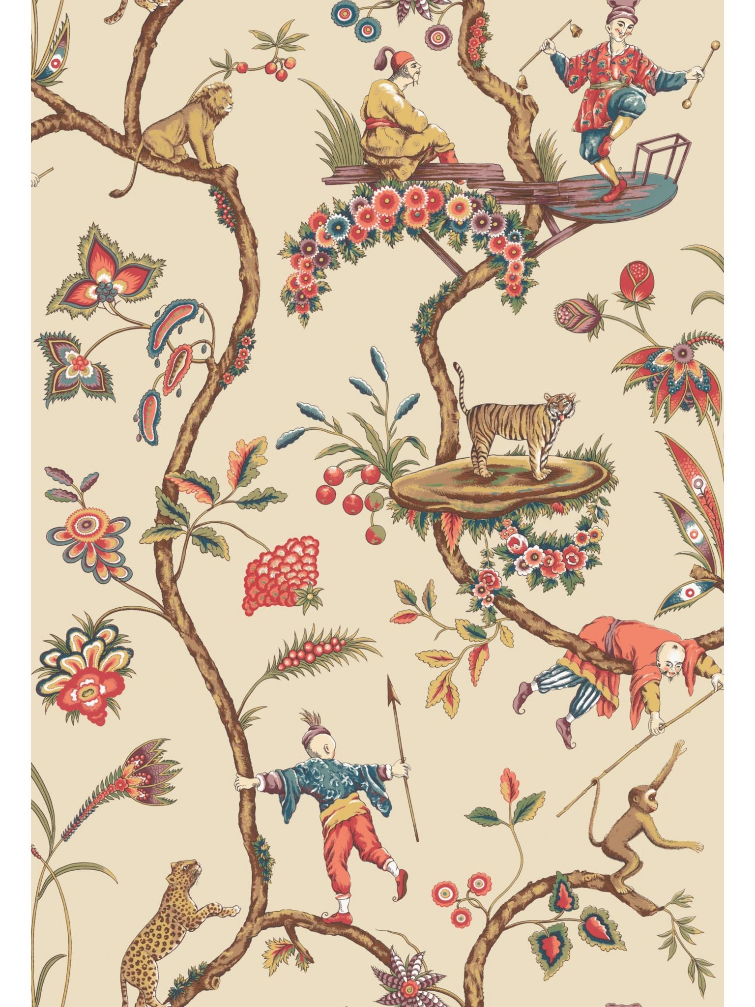 Chinoise Exotique fabric in ecru color - pattern number SC 0005WP81547 - by Scalamandre in the collection