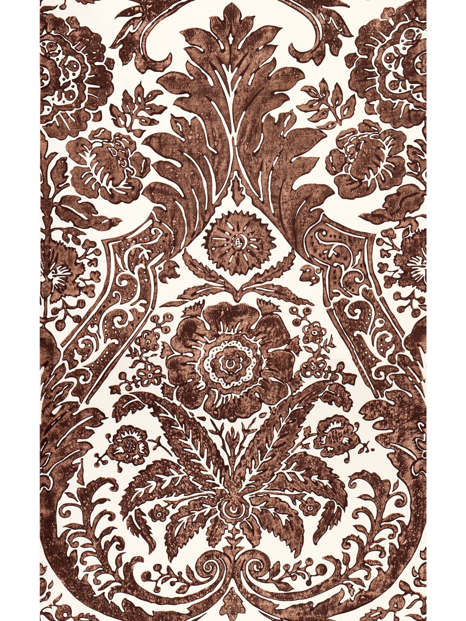 Luciana Damask Print fabric in espresso color - pattern number SC 0005WP88354 - by Scalamandre in the collection