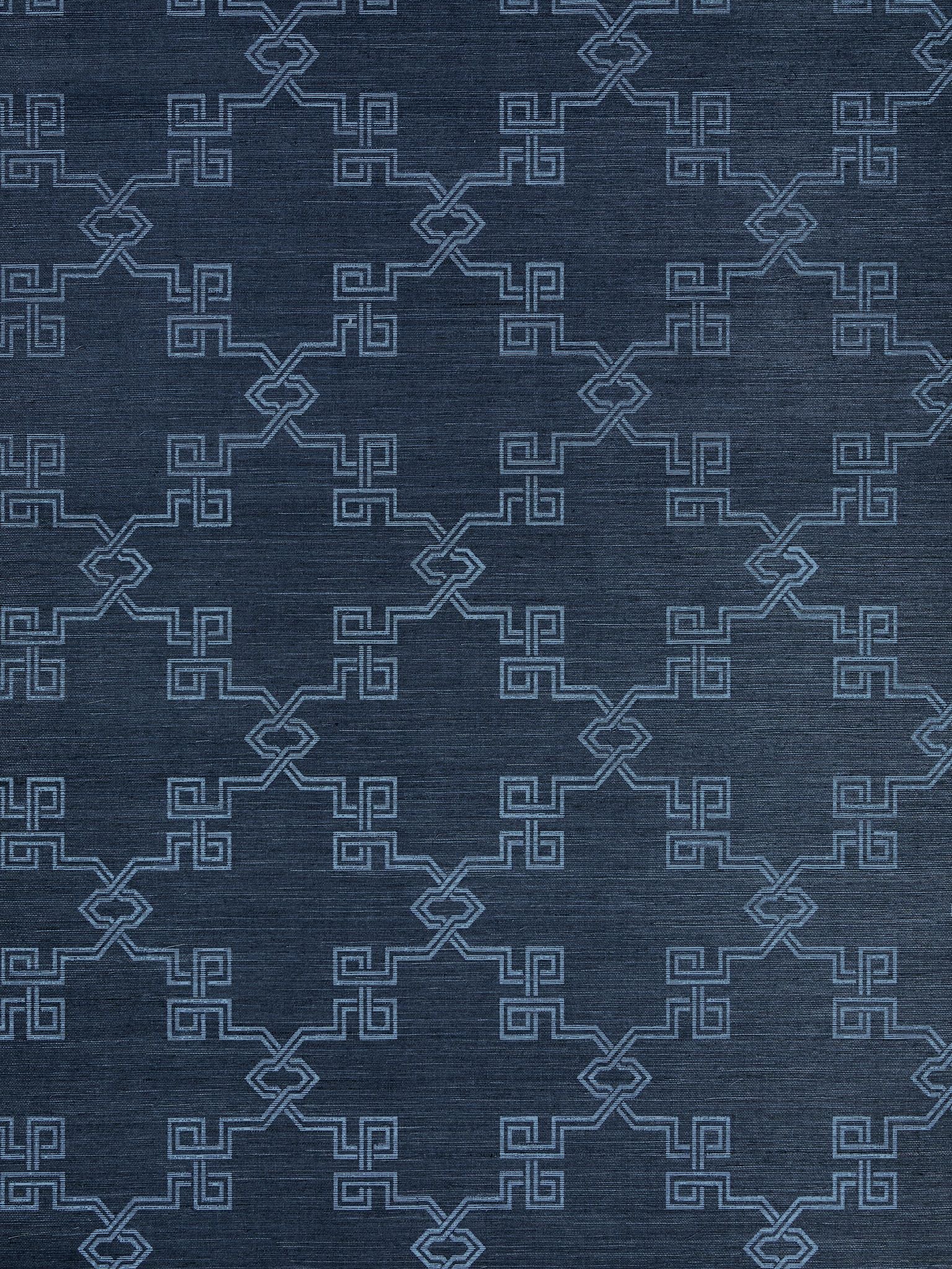 Suzhou Lattice Sisal fabric in midnight color - pattern number SC 0005WP88374 - by Scalamandre in the collection